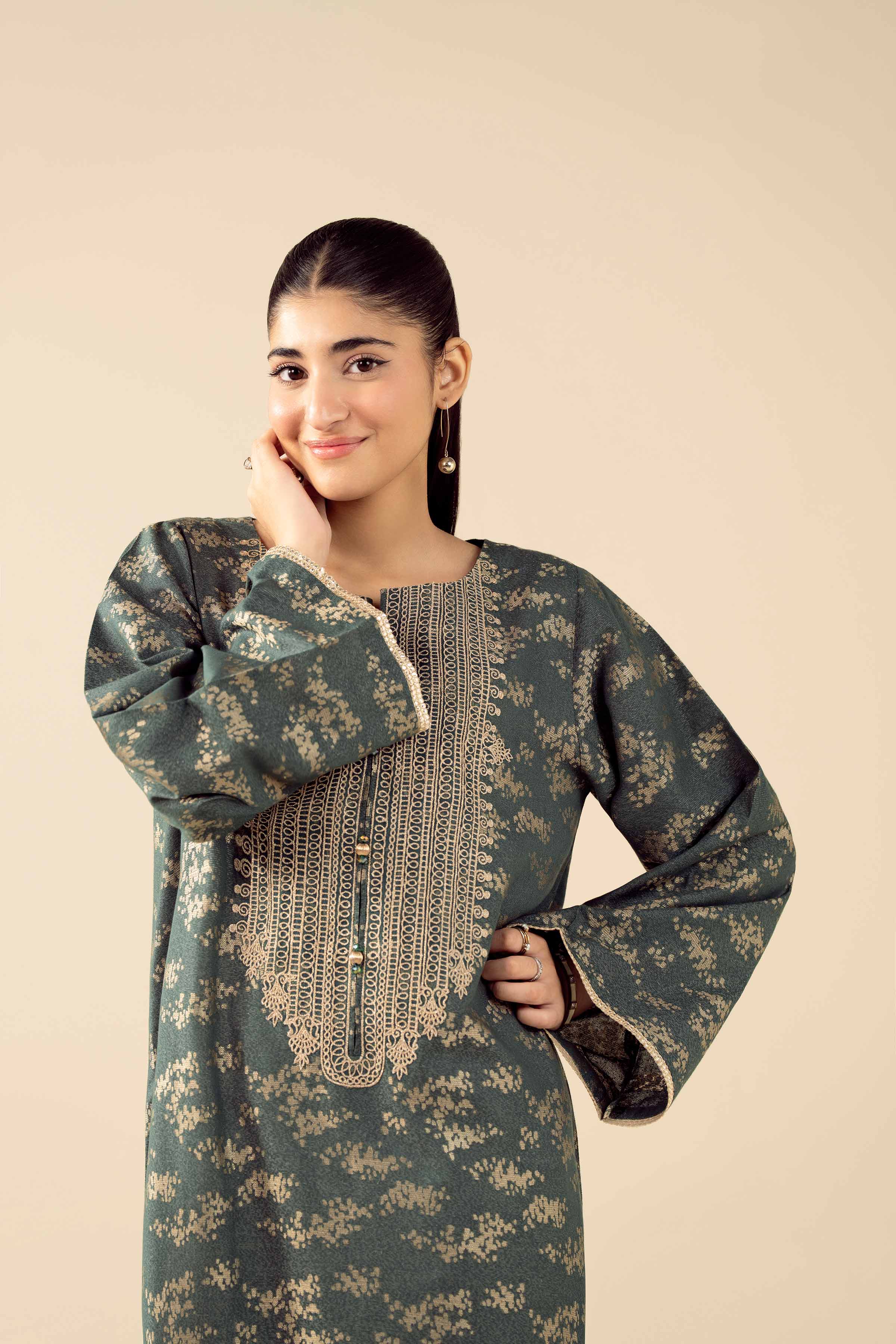 NishatUK - Green Embroidered Jacquard 1-piece ready to wear Shirt