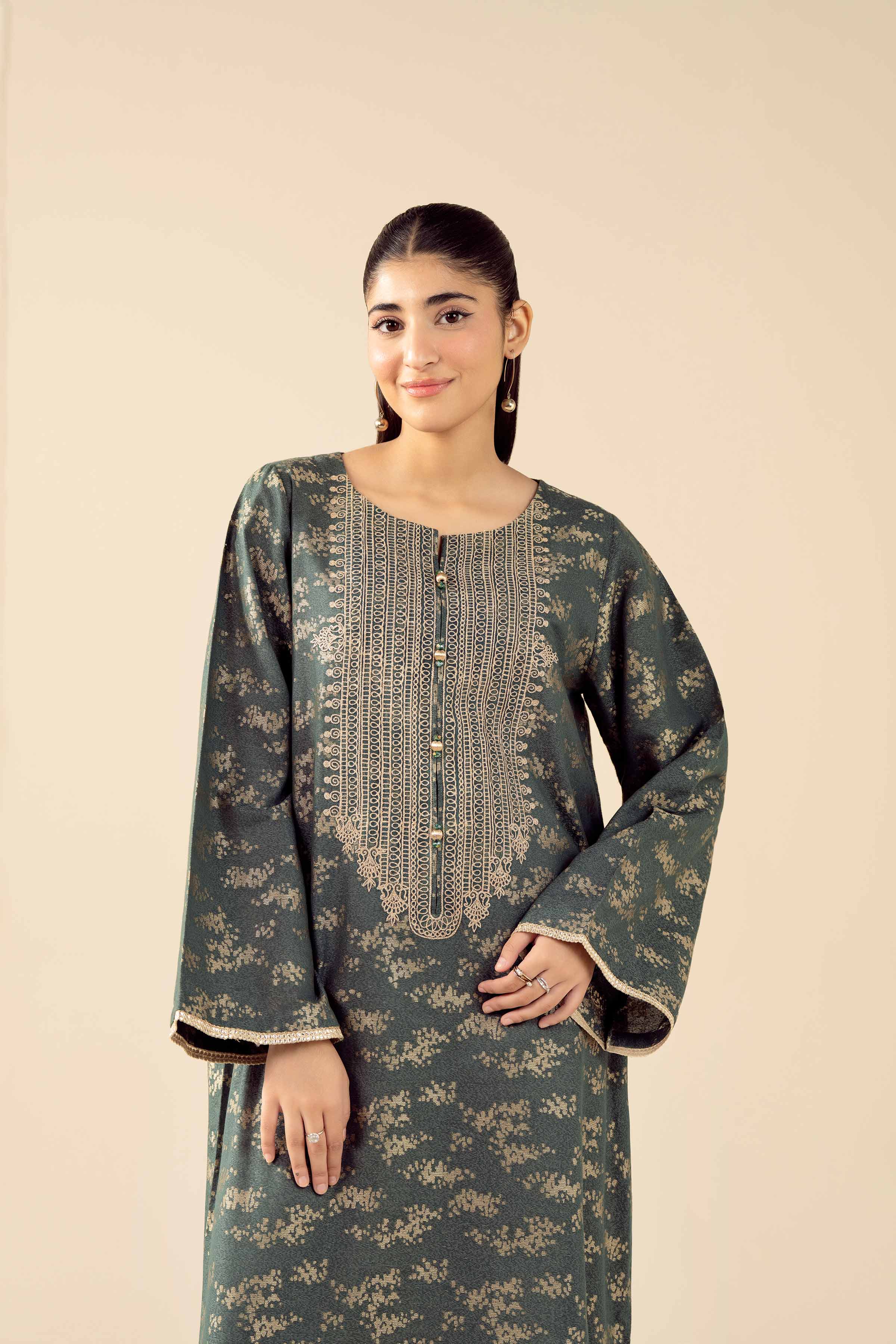 NishatUK - Green Embroidered Jacquard 1-piece ready to wear Shirt