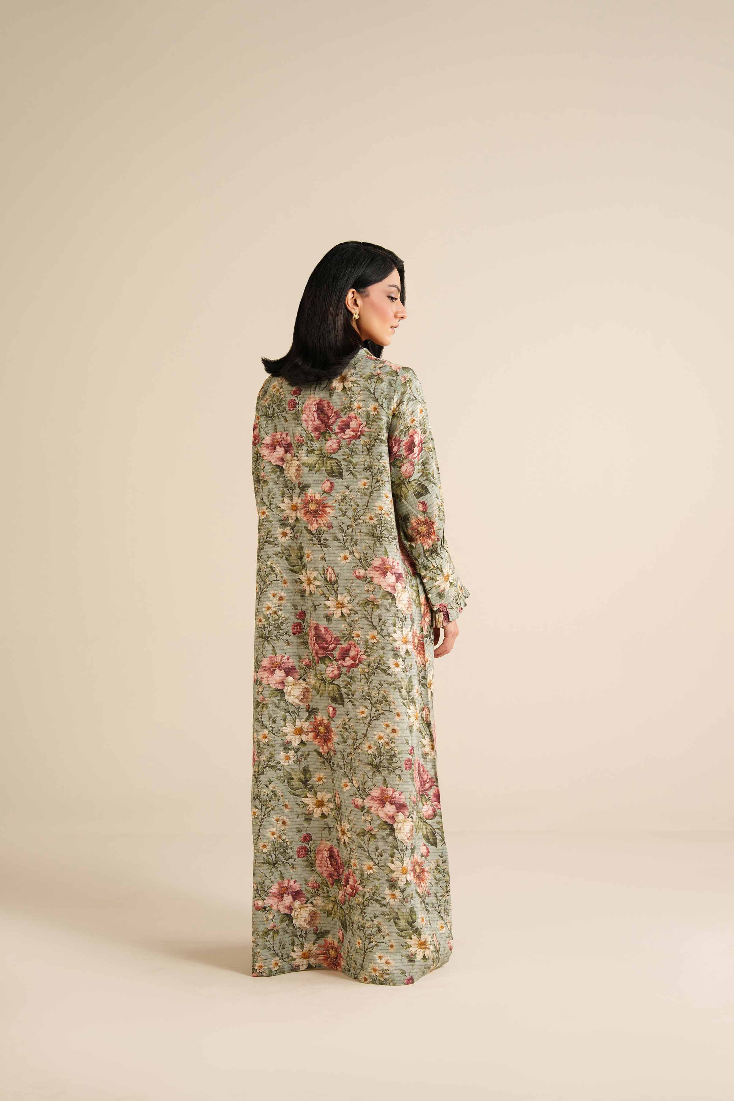 NishatUK - Sage Fancy Weft 1-piece ready to wear Long Dress