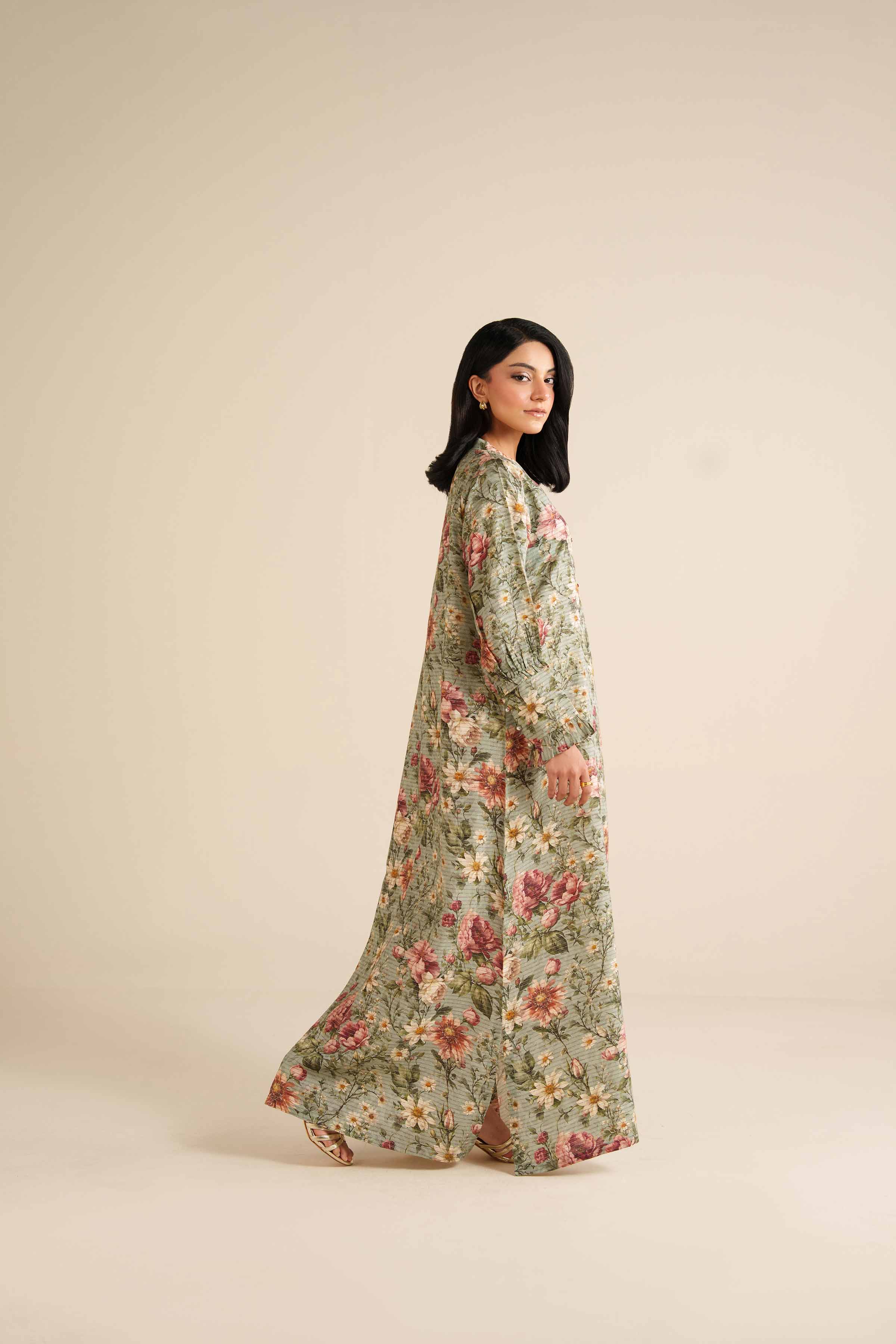 NishatUK - Sage Fancy Weft 1-piece ready to wear Long Dress