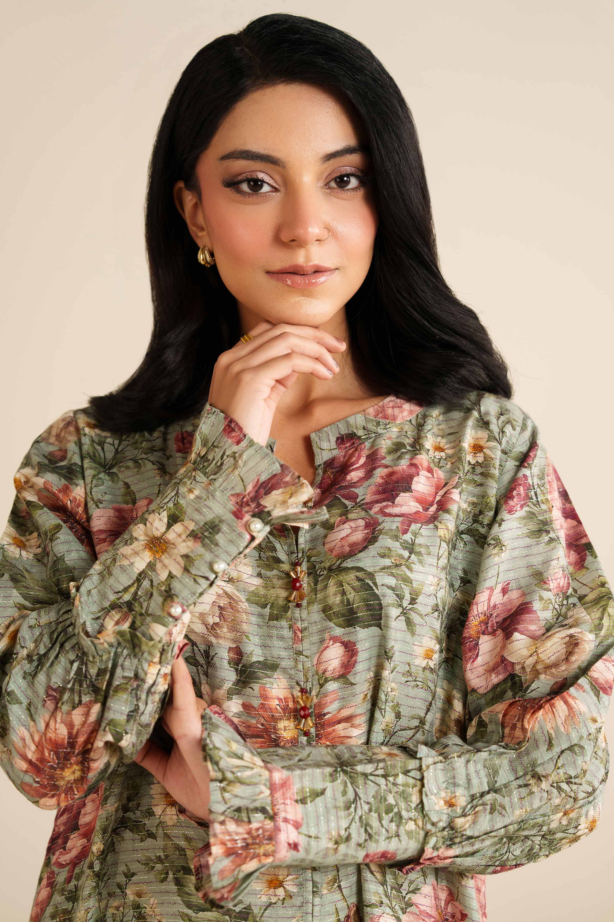 NishatUK - Sage Fancy Weft 1-piece ready to wear Long Dress