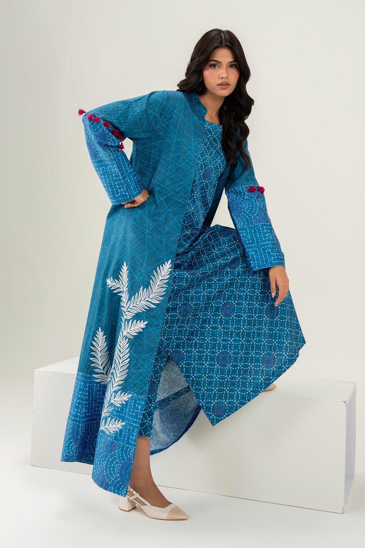 Nishat UK - Blue Embroidered Satin 2 Pieces ready to wear