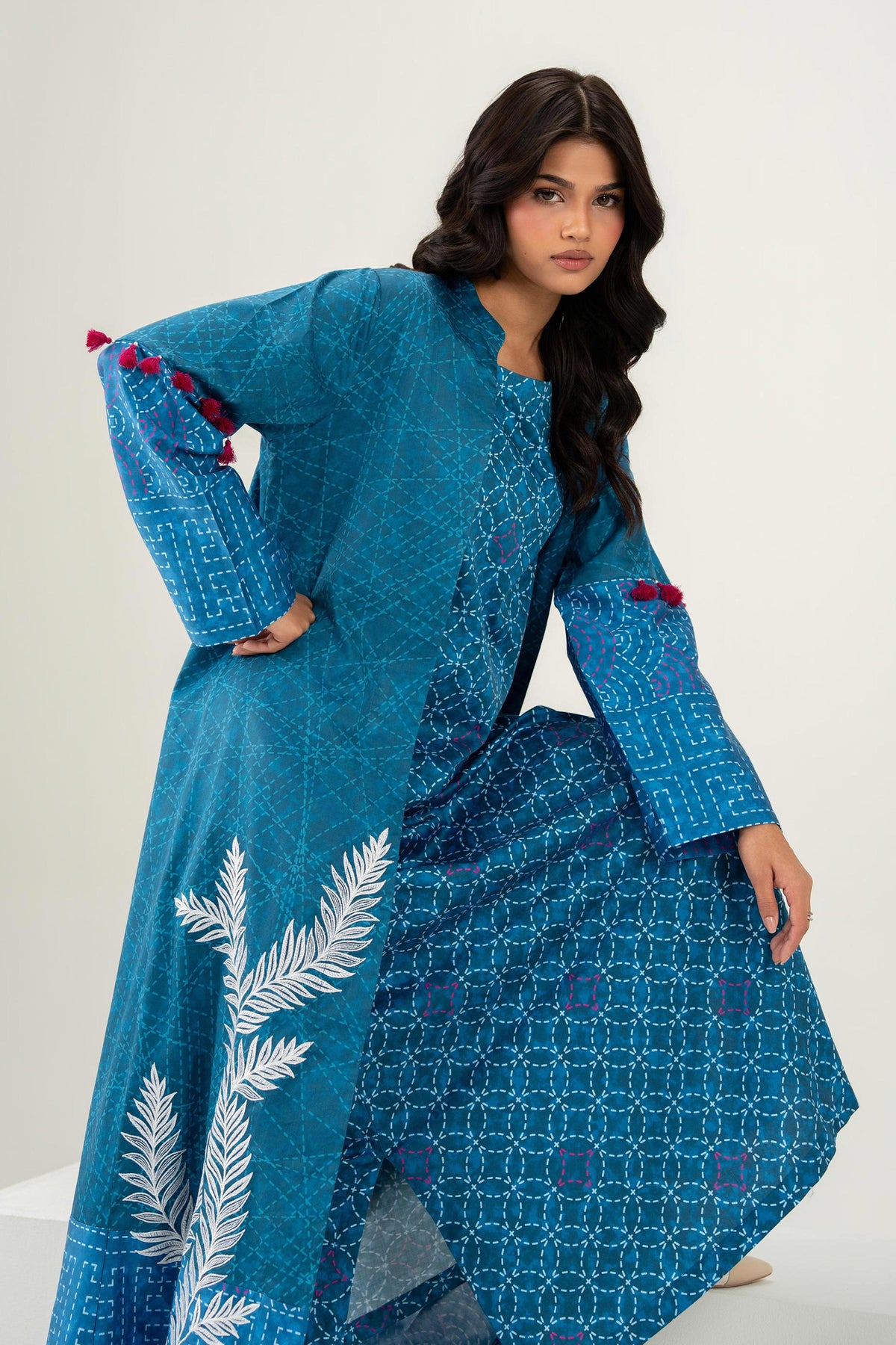 Nishat UK - Blue Embroidered Satin 2 Pieces ready to wear