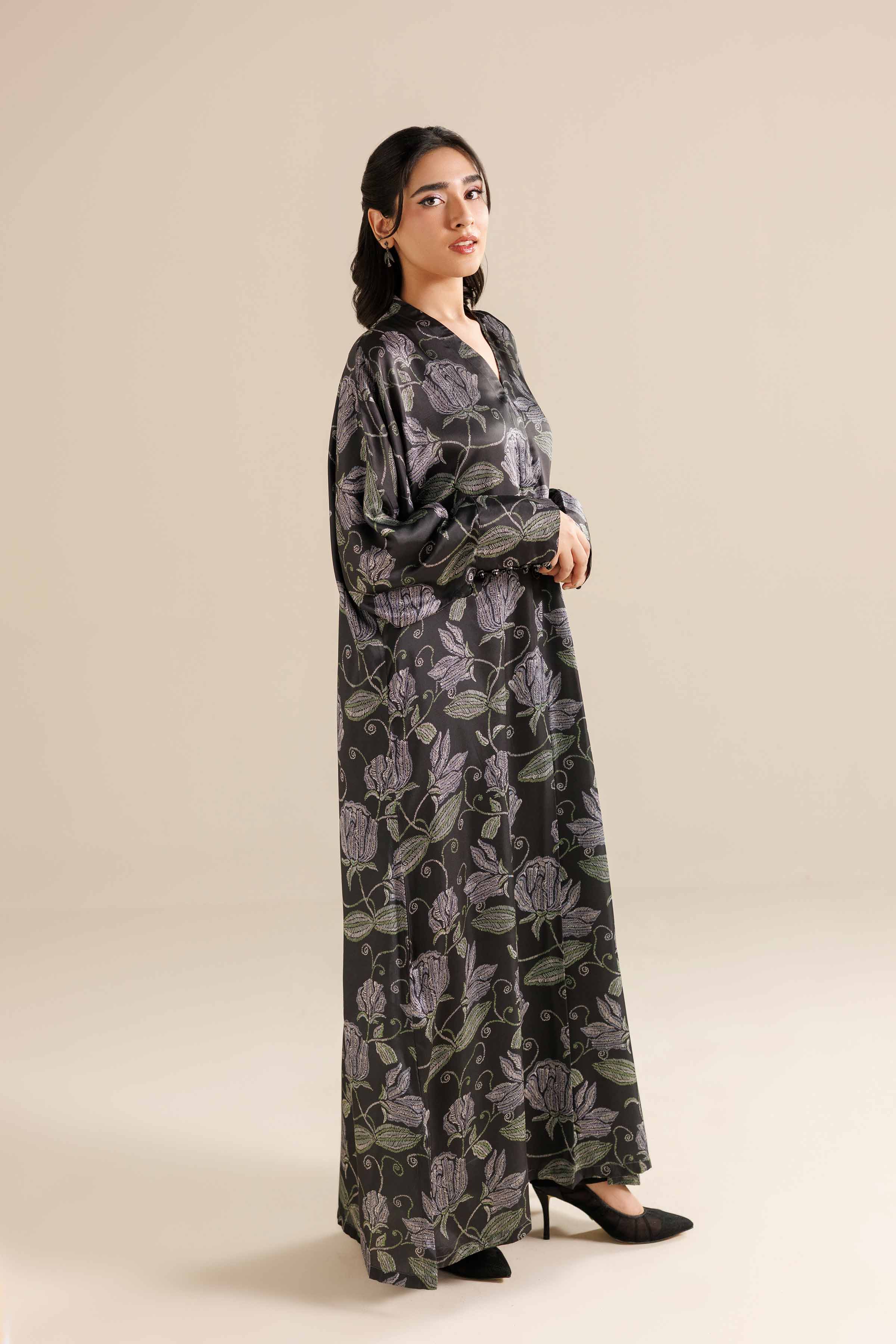 NishatUK - Black Silk 1-piece ready to wear Long Dress