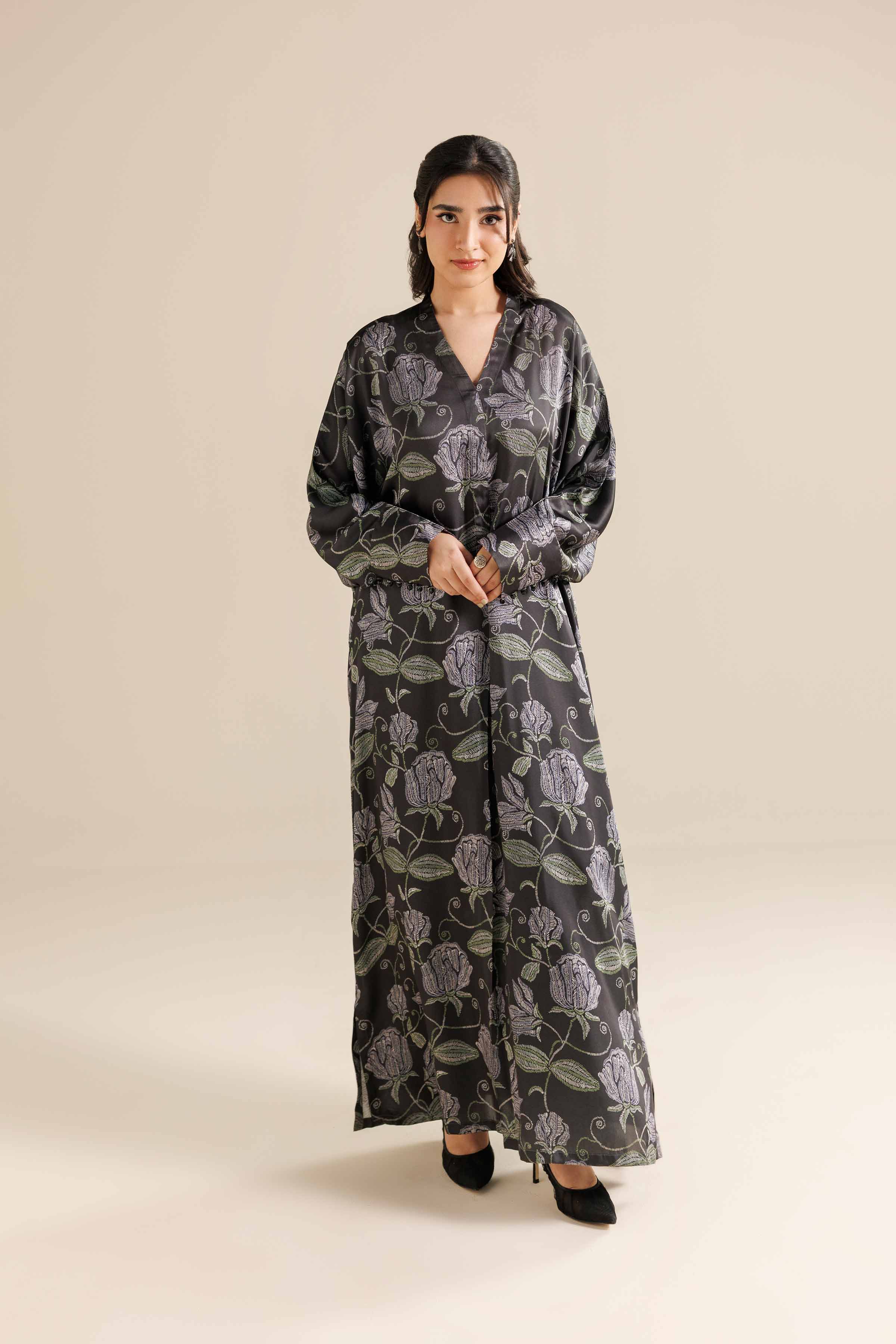 NishatUK - Black Silk 1-piece ready to wear Long Dress