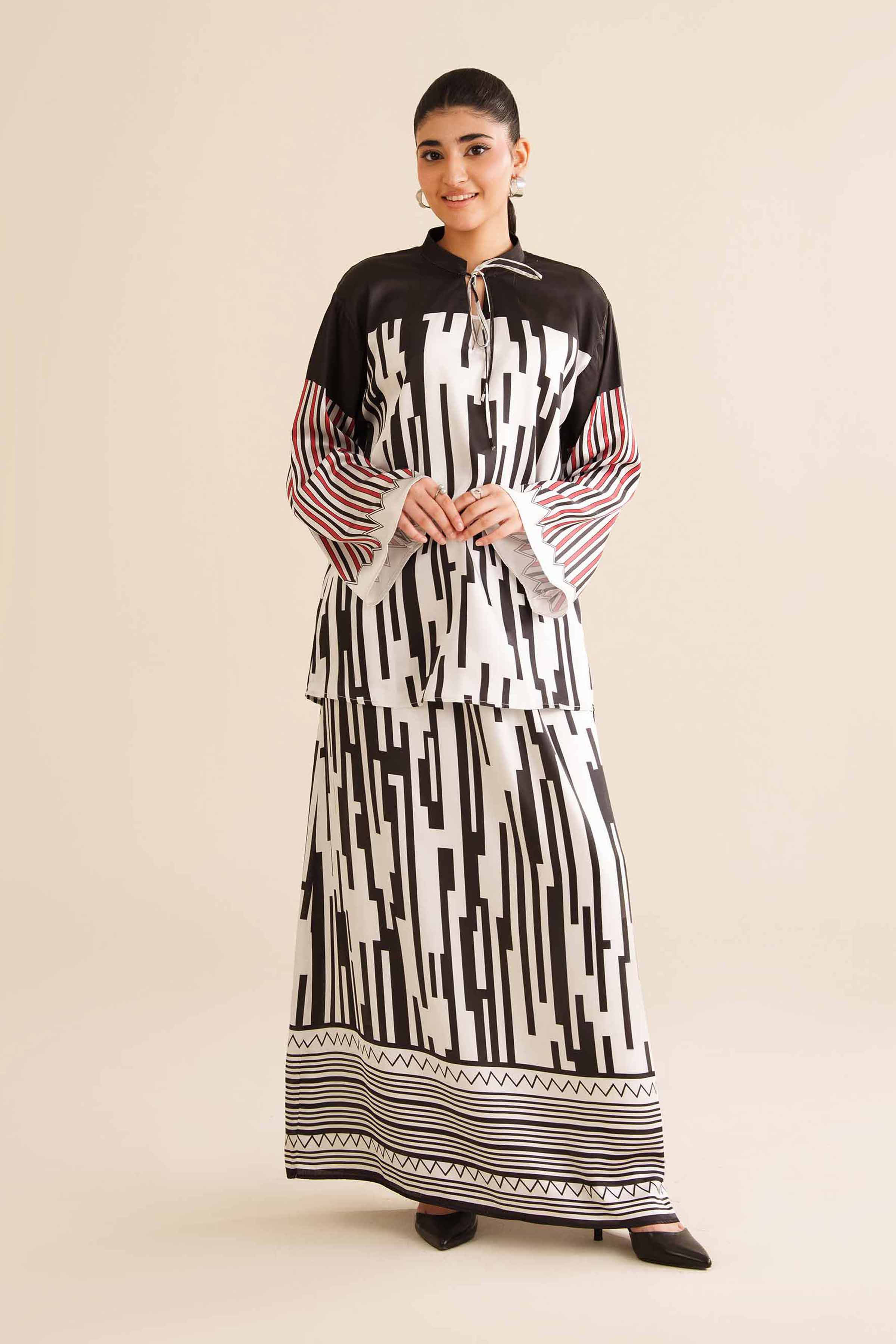 NishatUK - Off White Printed Silk 2-piece ready to wear Dress