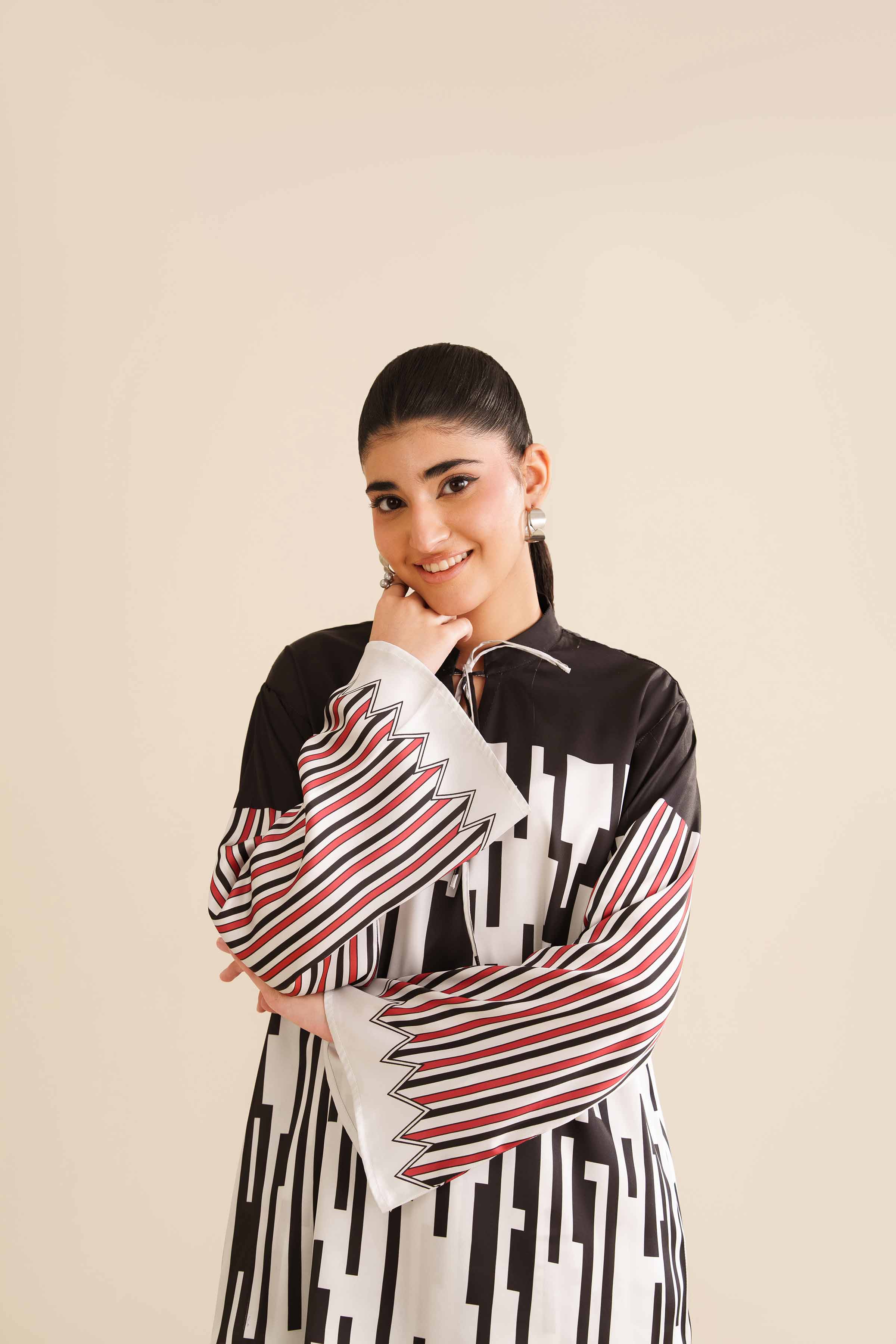 NishatUK - Off White Printed Silk 2-piece ready to wear Dress