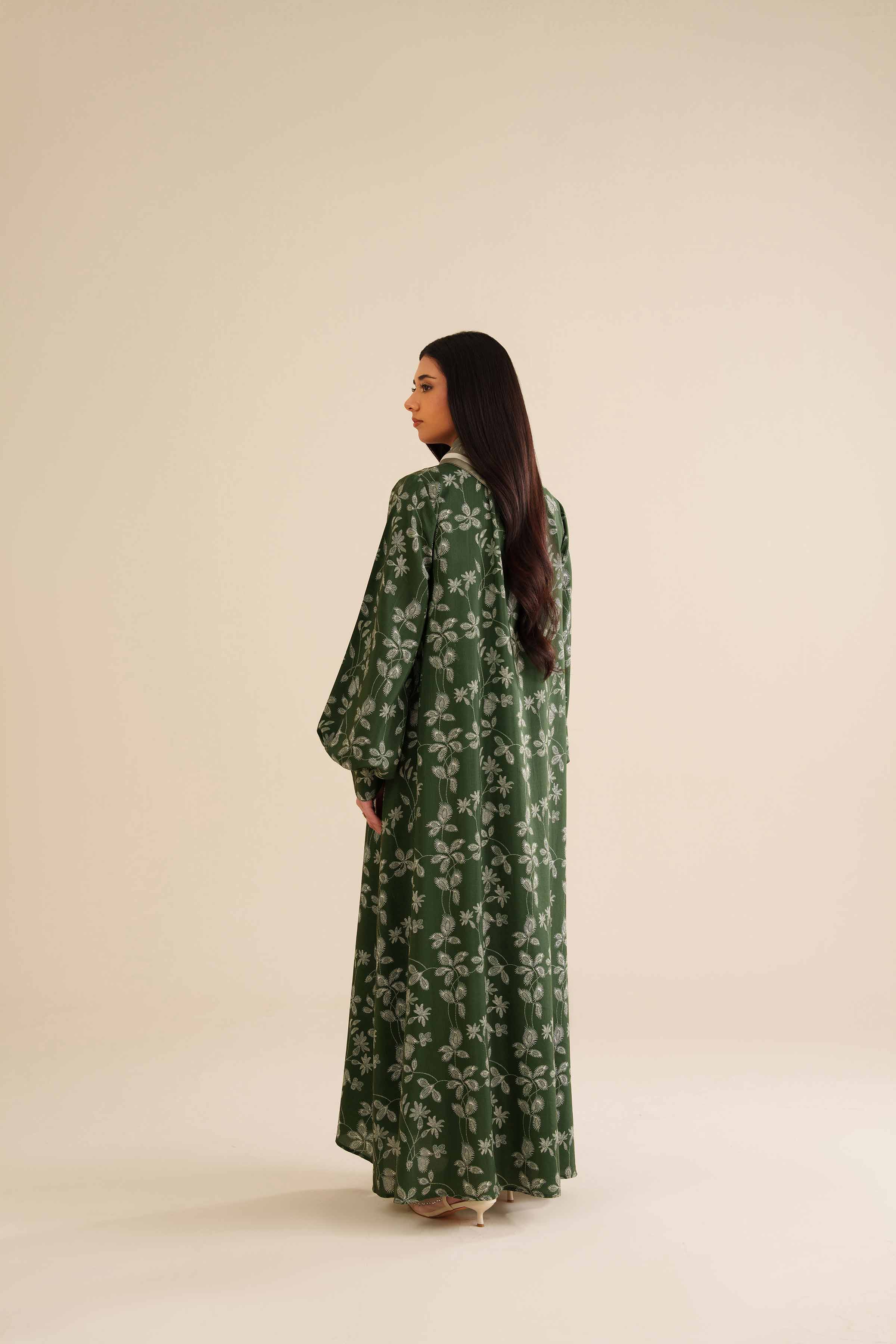 NishatUK - Green Printed Silk 2-piece ready to wear Fustan