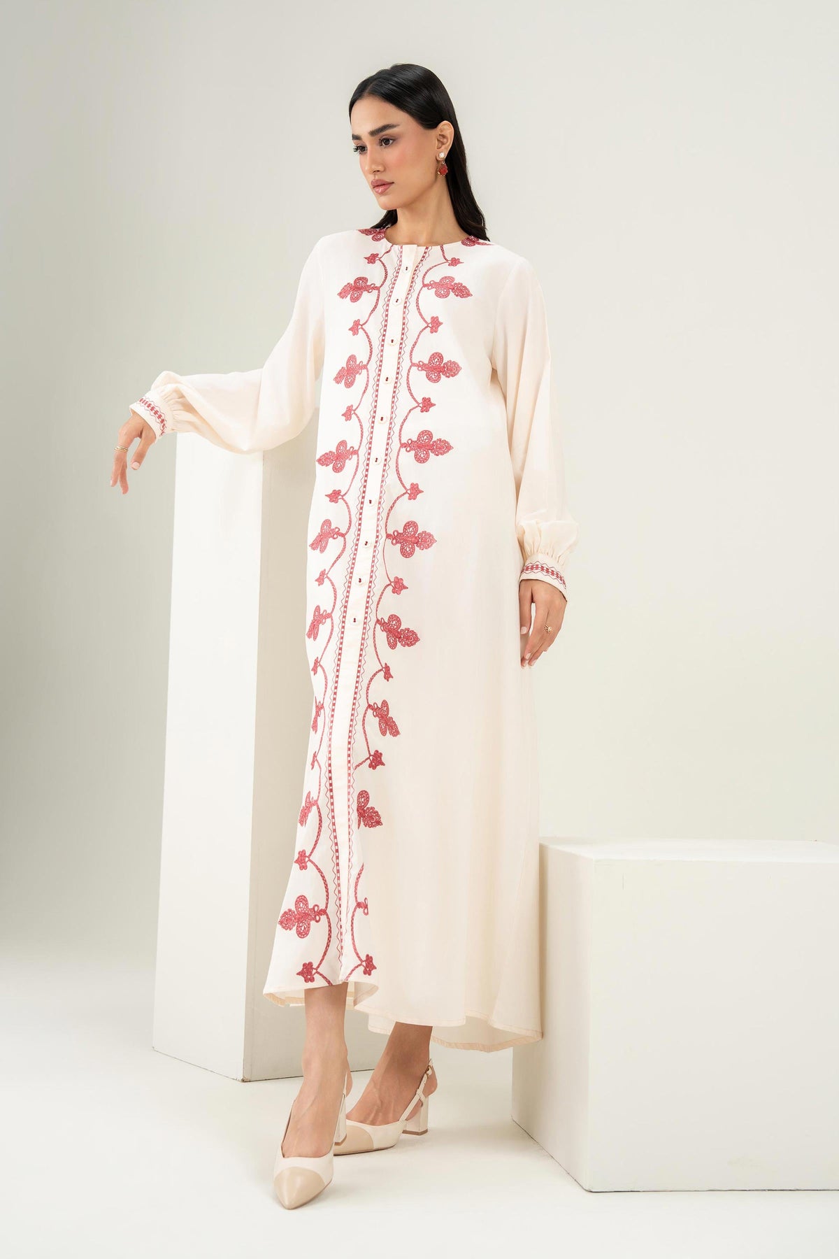 Nishat UK - Off White Embroidered Banarasi 1 Piece ready to wear