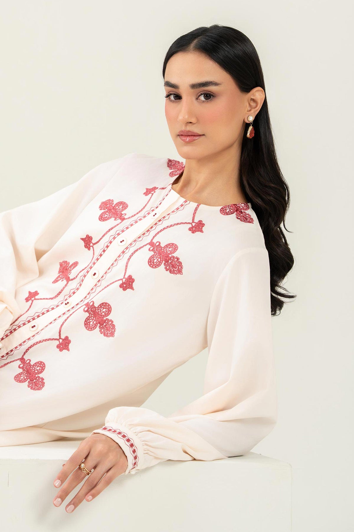 Nishat UK - Off White Embroidered Banarasi 1 Piece ready to wear