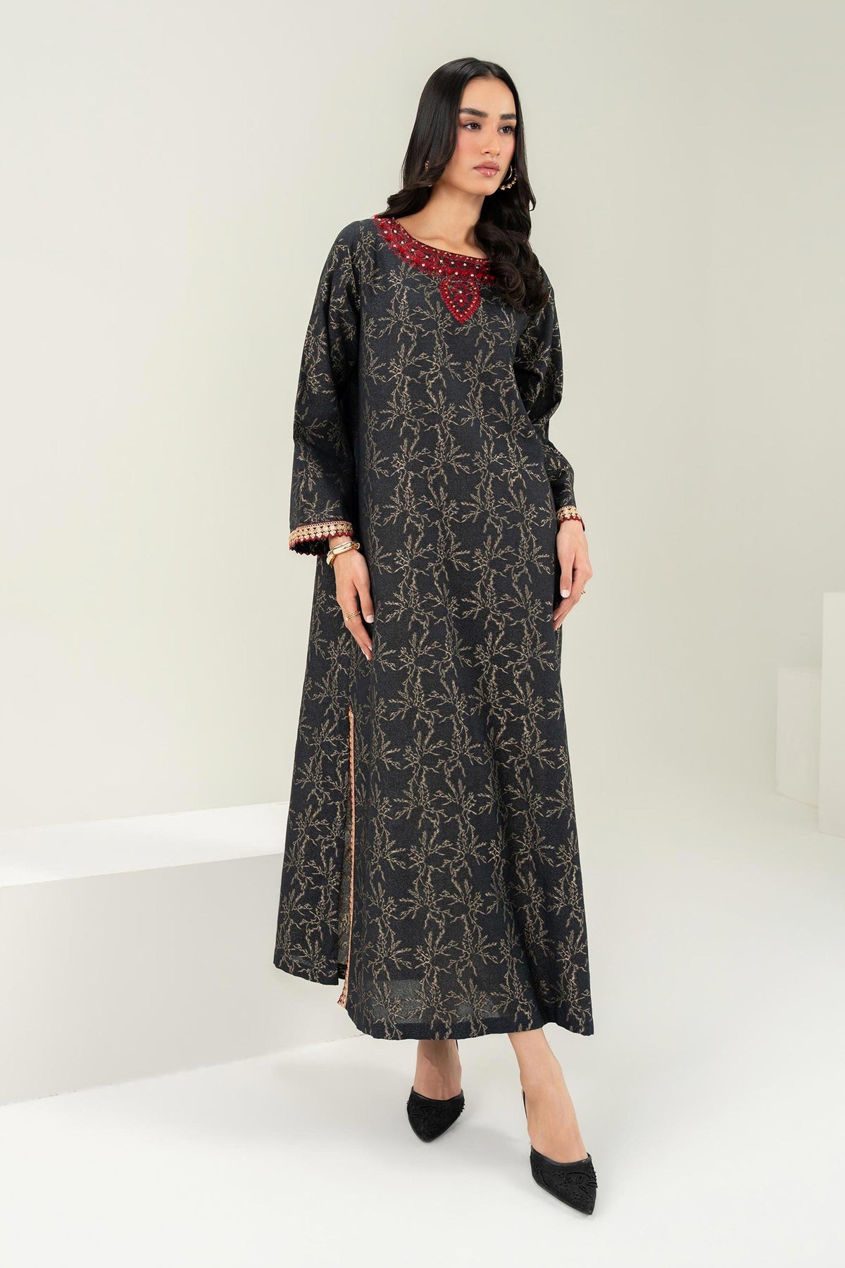 Nishat UK - Black Embroidered Jacquard 1 Piece ready to wear