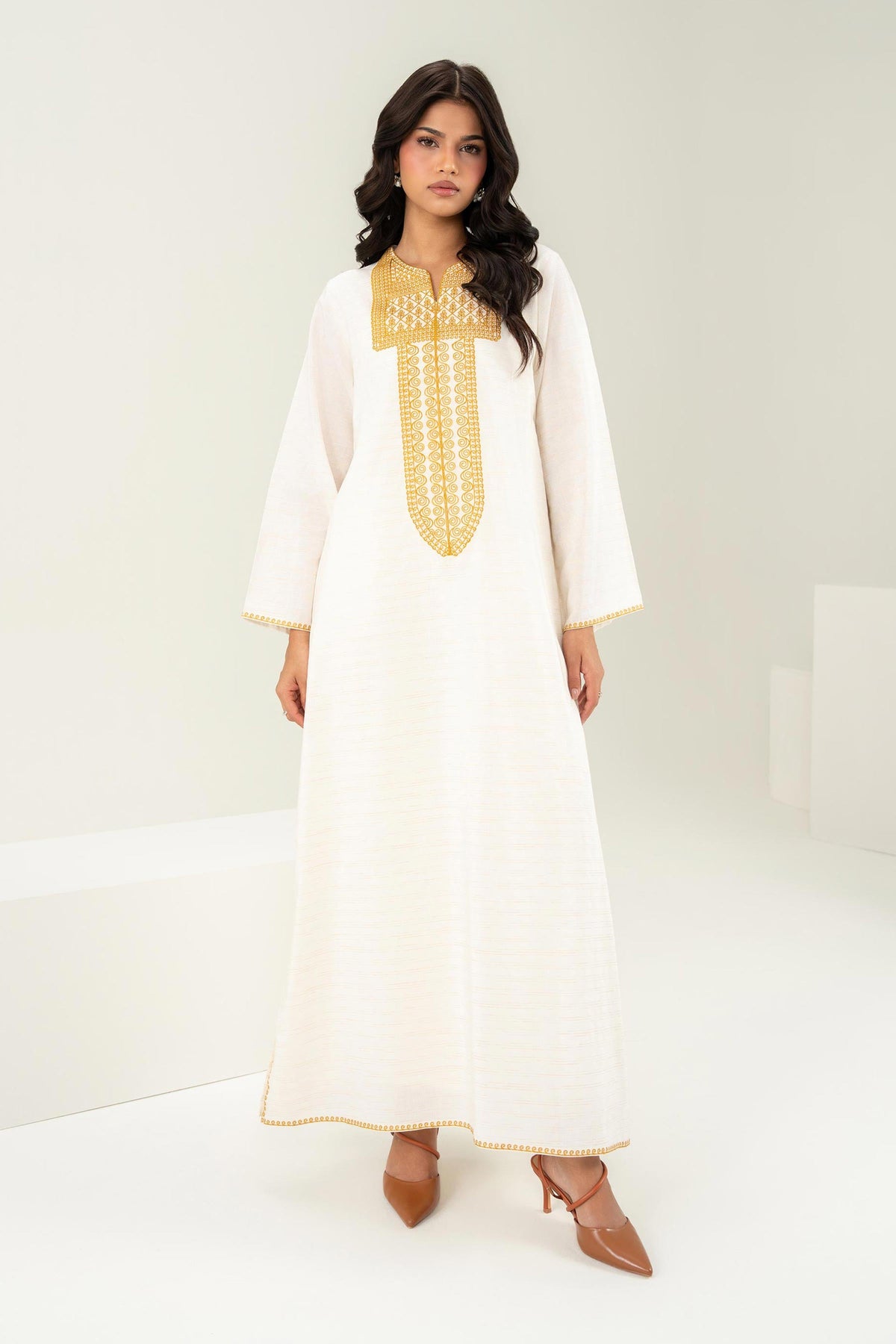 Nishat UK - Off White Embroidered Fancy Stripe 1 Piece ready to wear