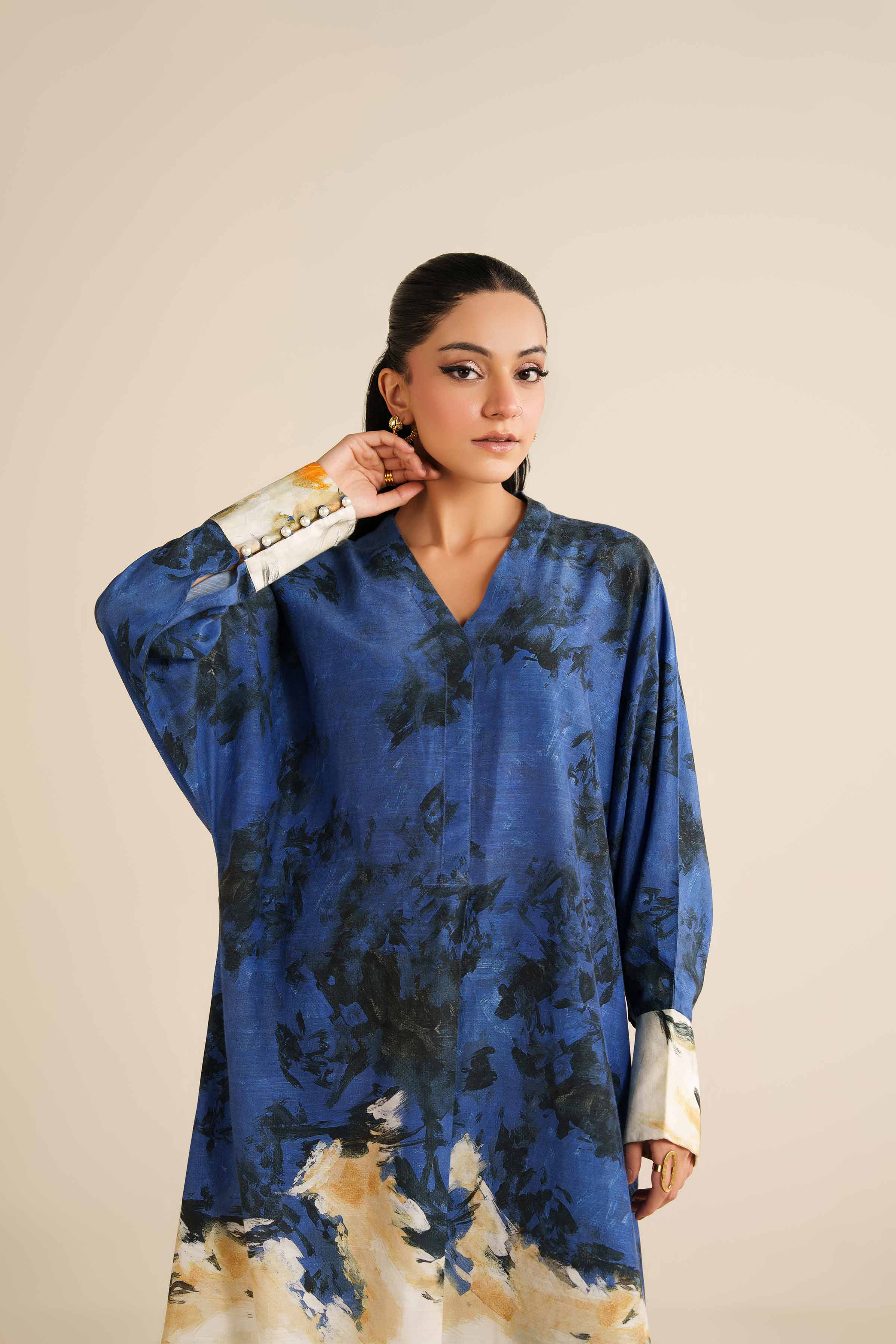 NishatUK - Blue Silk 1-piece ready to wear Long Dress