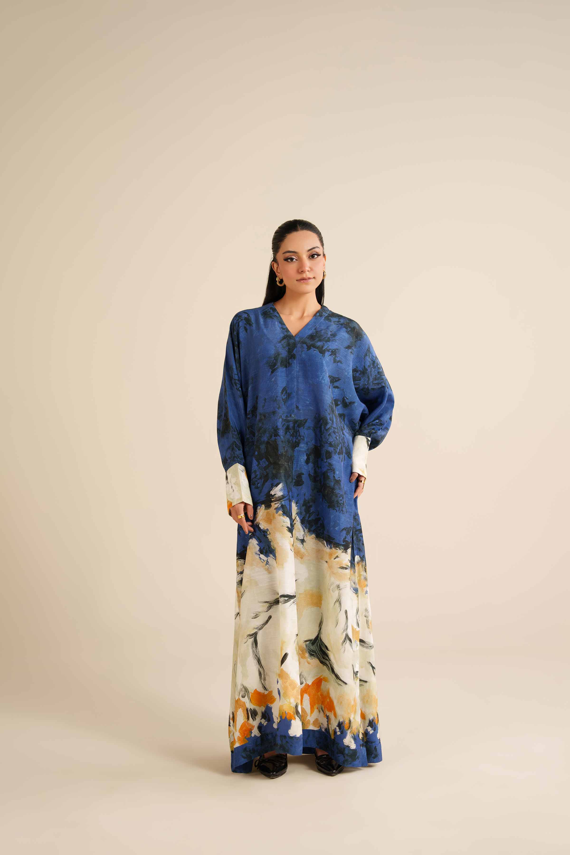 NishatUK - Blue Silk 1-piece ready to wear Long Dress