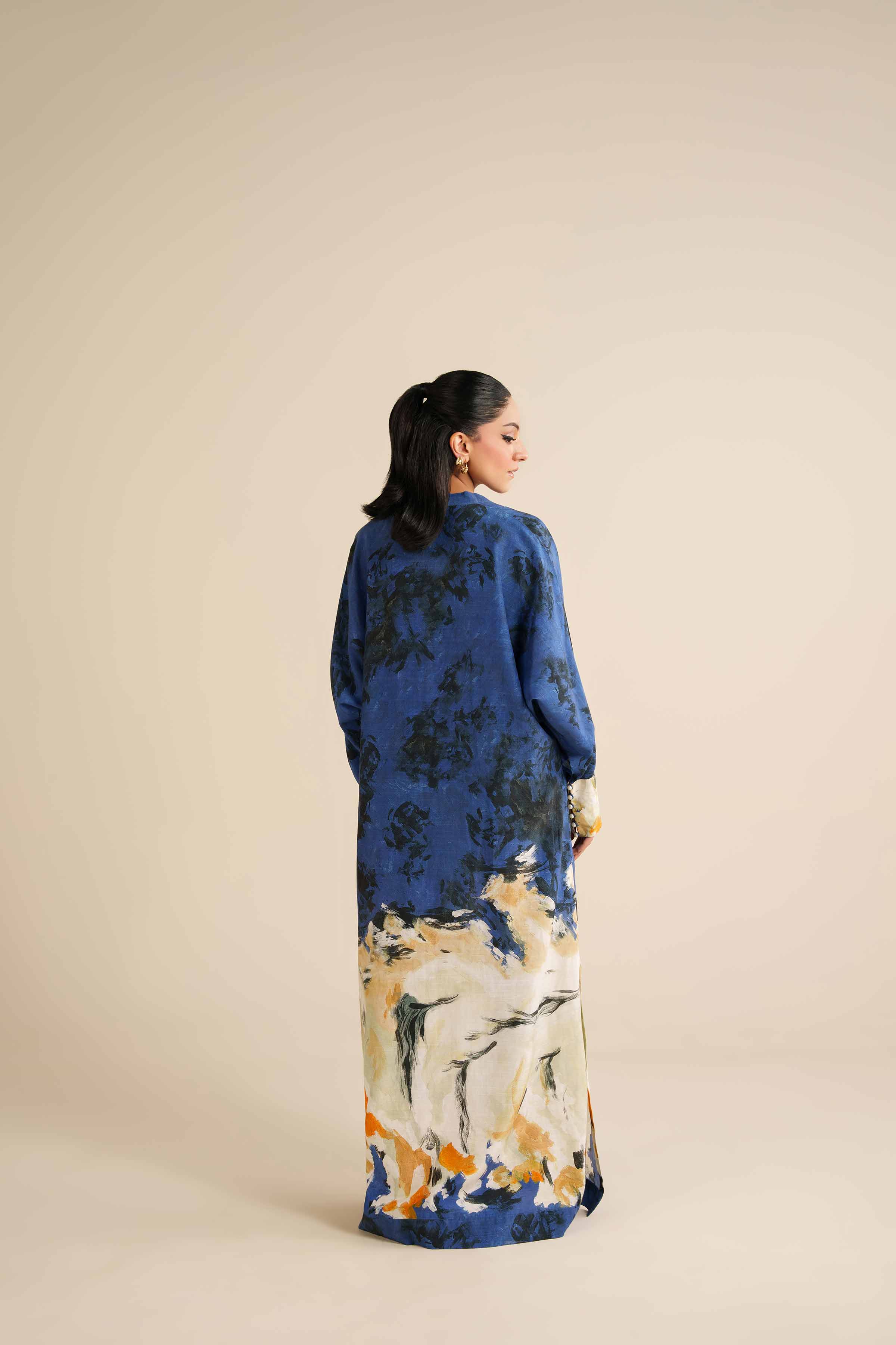 NishatUK - Blue Silk 1-piece ready to wear Long Dress