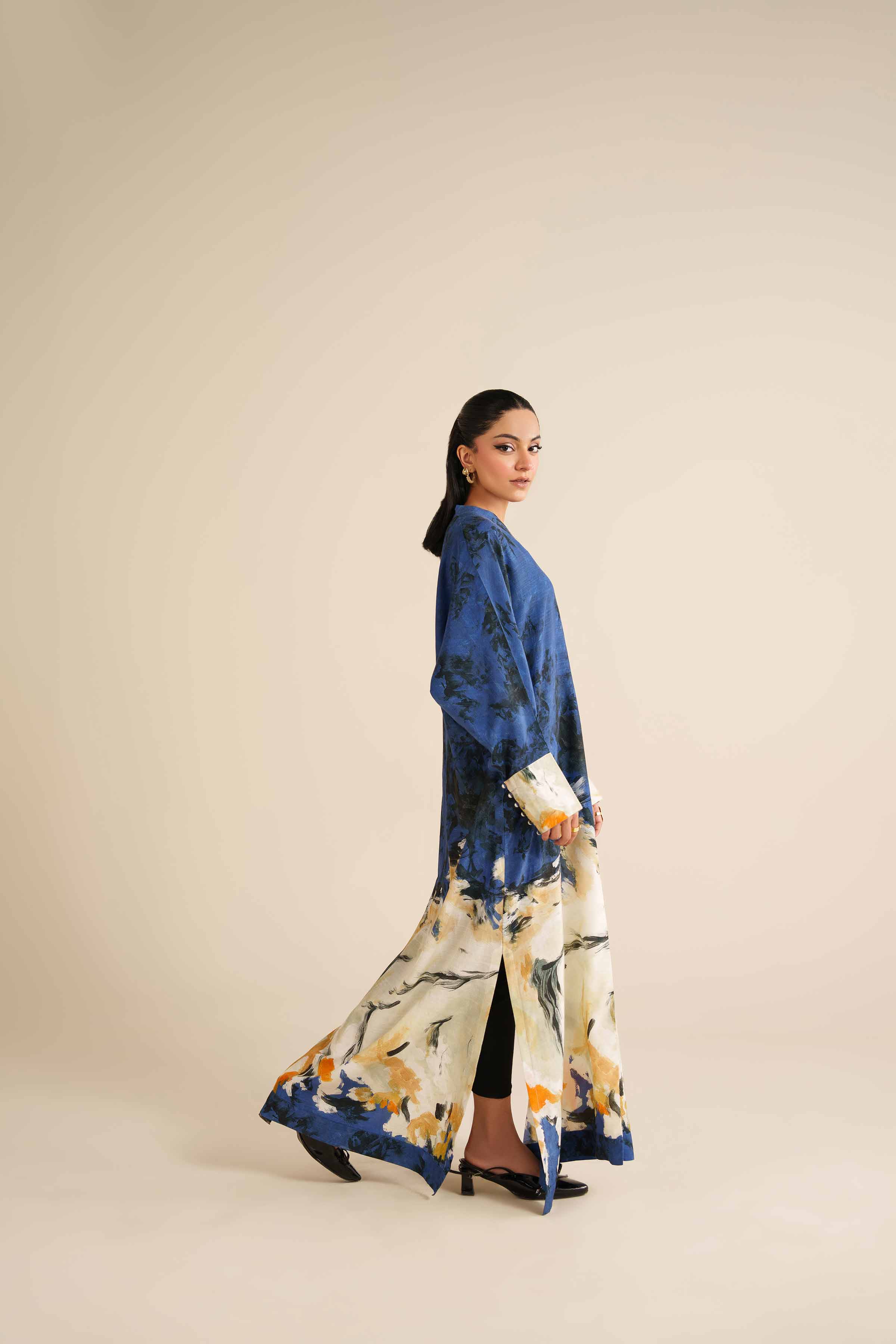 NishatUK - Blue Silk 1-piece ready to wear Long Dress