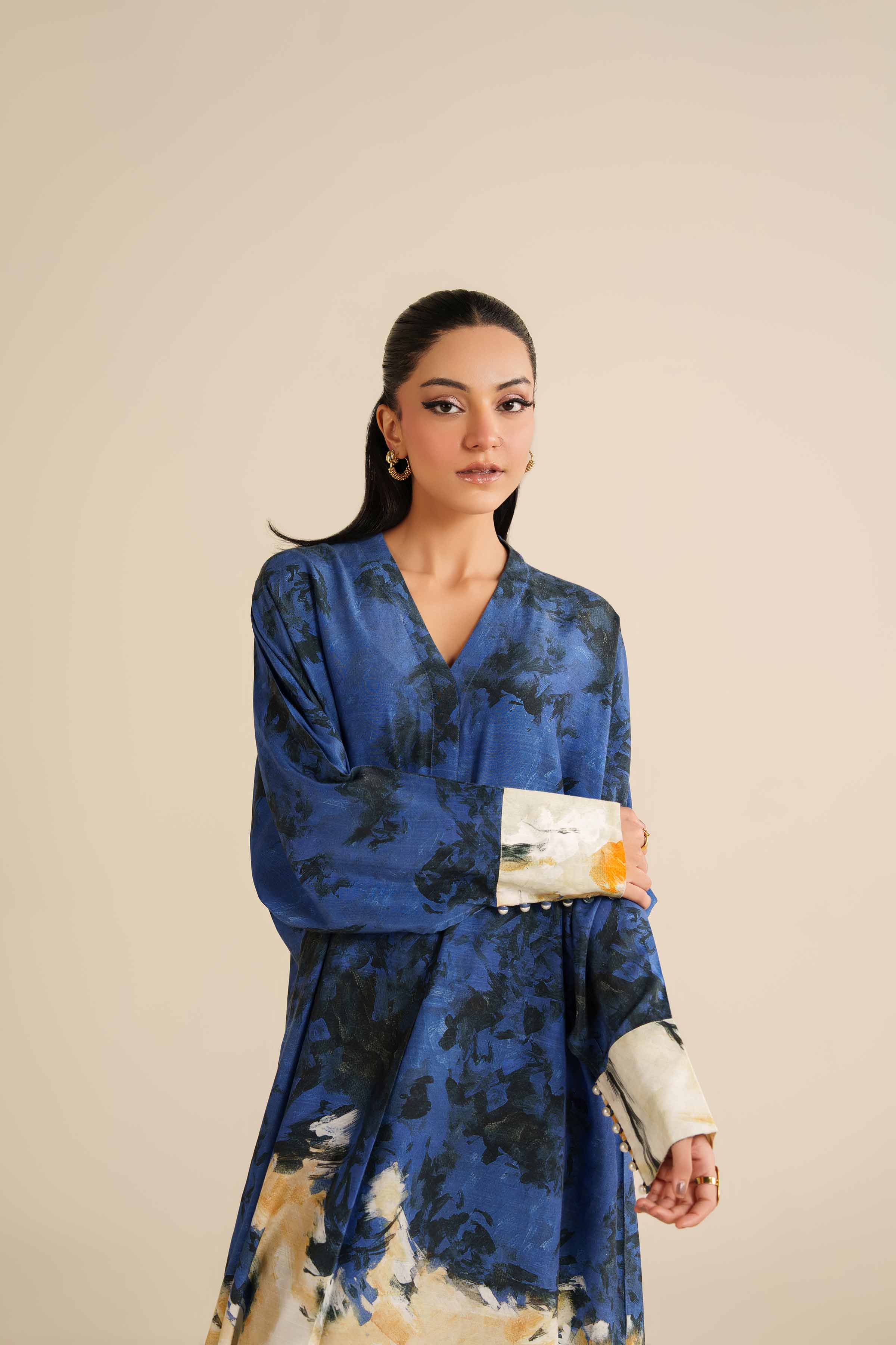 NishatUK - Blue Silk 1-piece ready to wear Long Dress