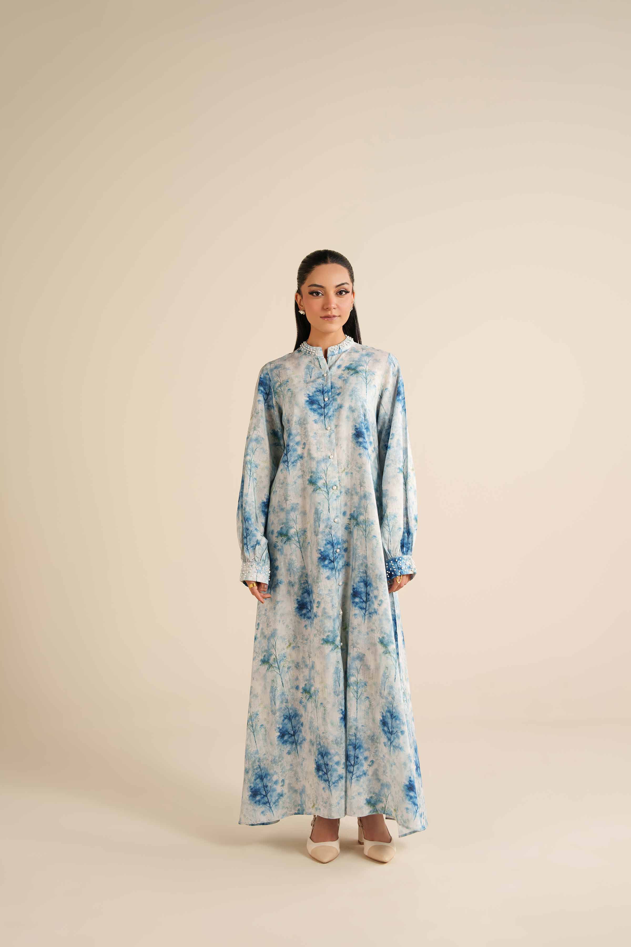 NishatUK - Blue Silk 1-piece ready to wear Long Dress