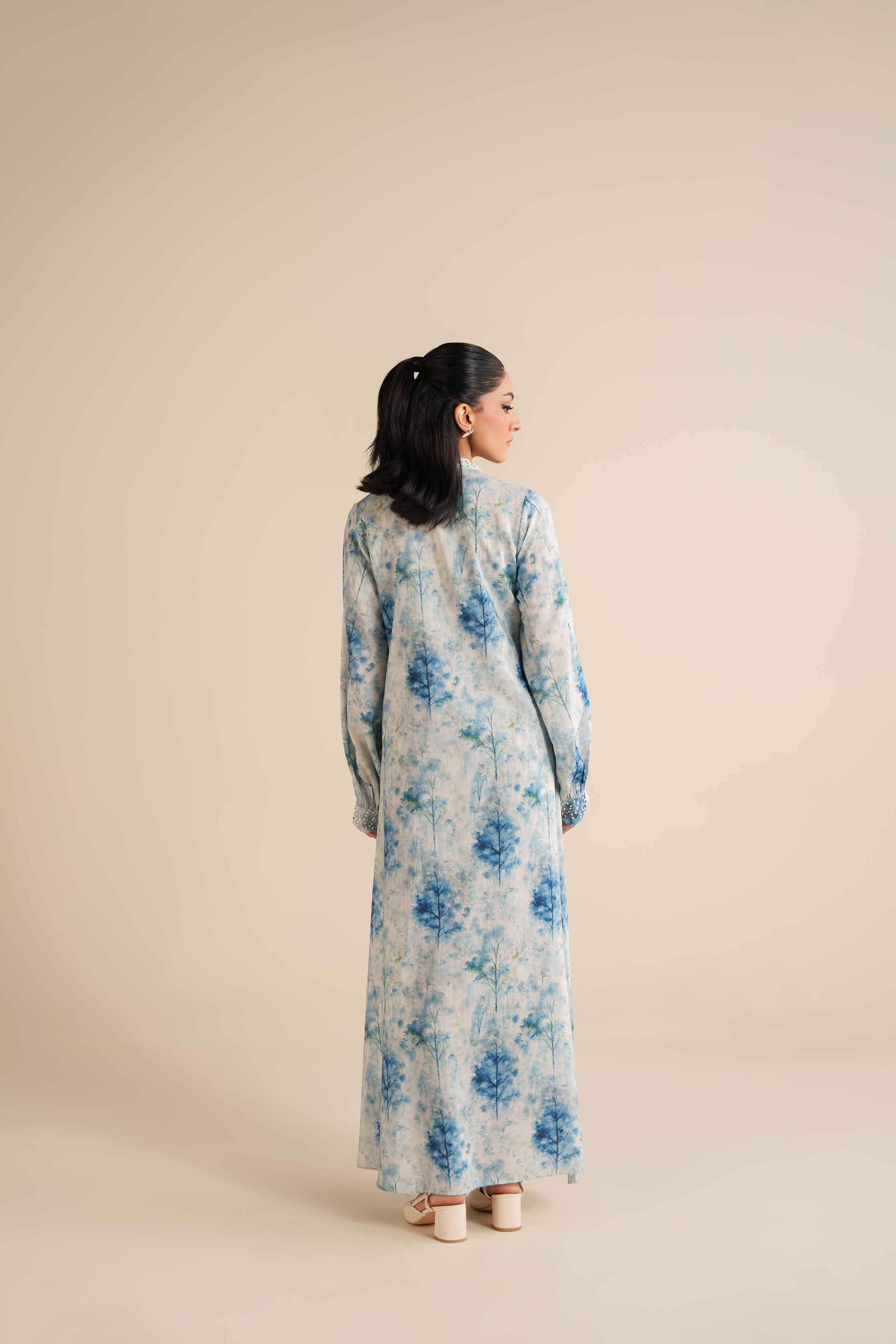 NishatUK - Blue Silk 1-piece ready to wear Long Dress