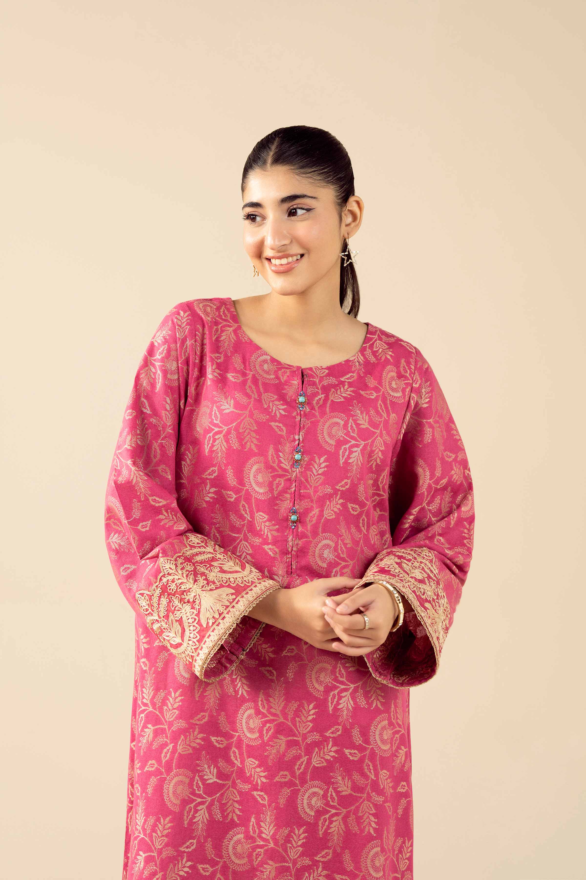 NishatUK - Pink Embroidered Jacquard 1-piece ready to wear Shirt
