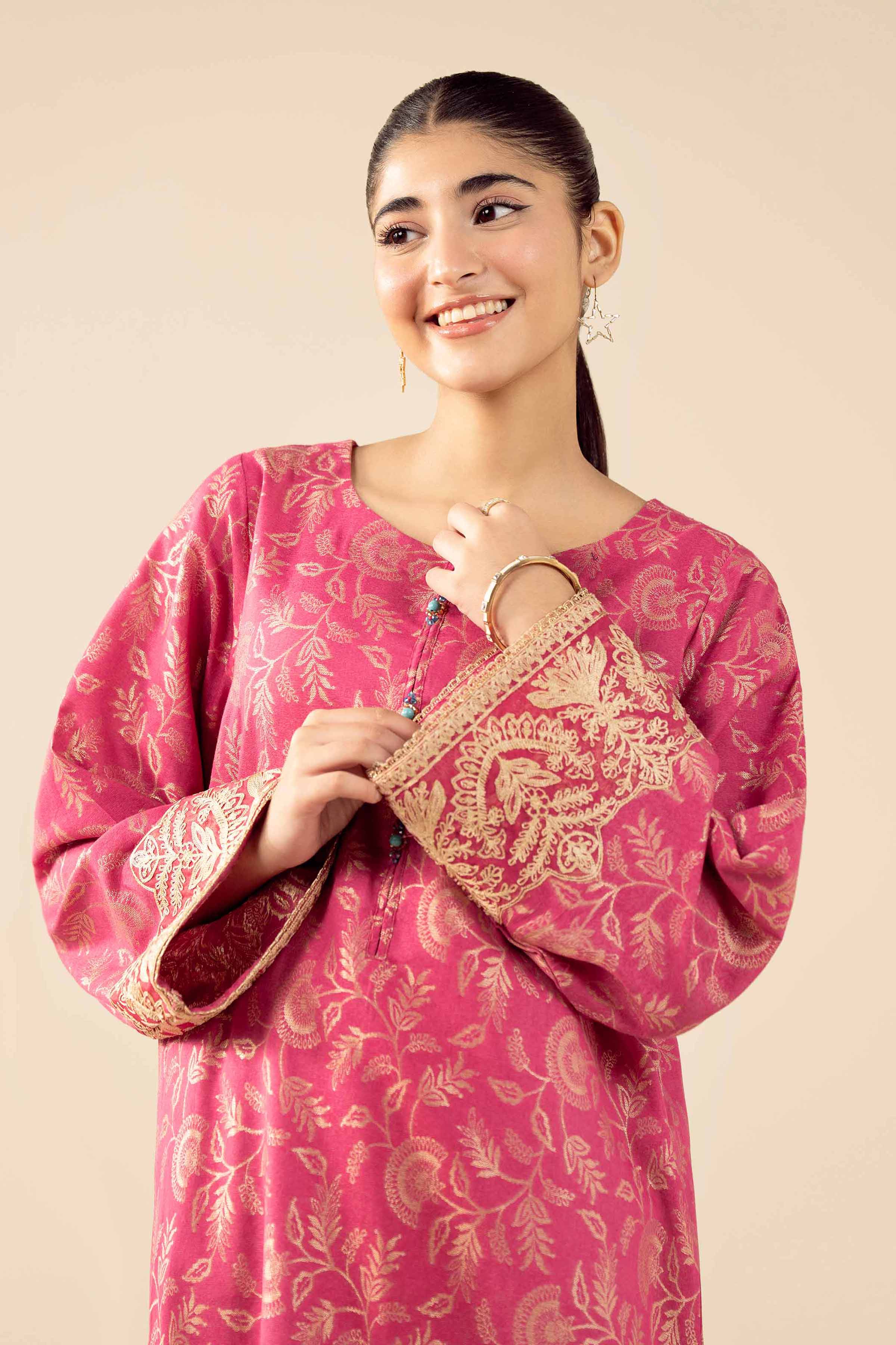 NishatUK - Pink Embroidered Jacquard 1-piece ready to wear Shirt