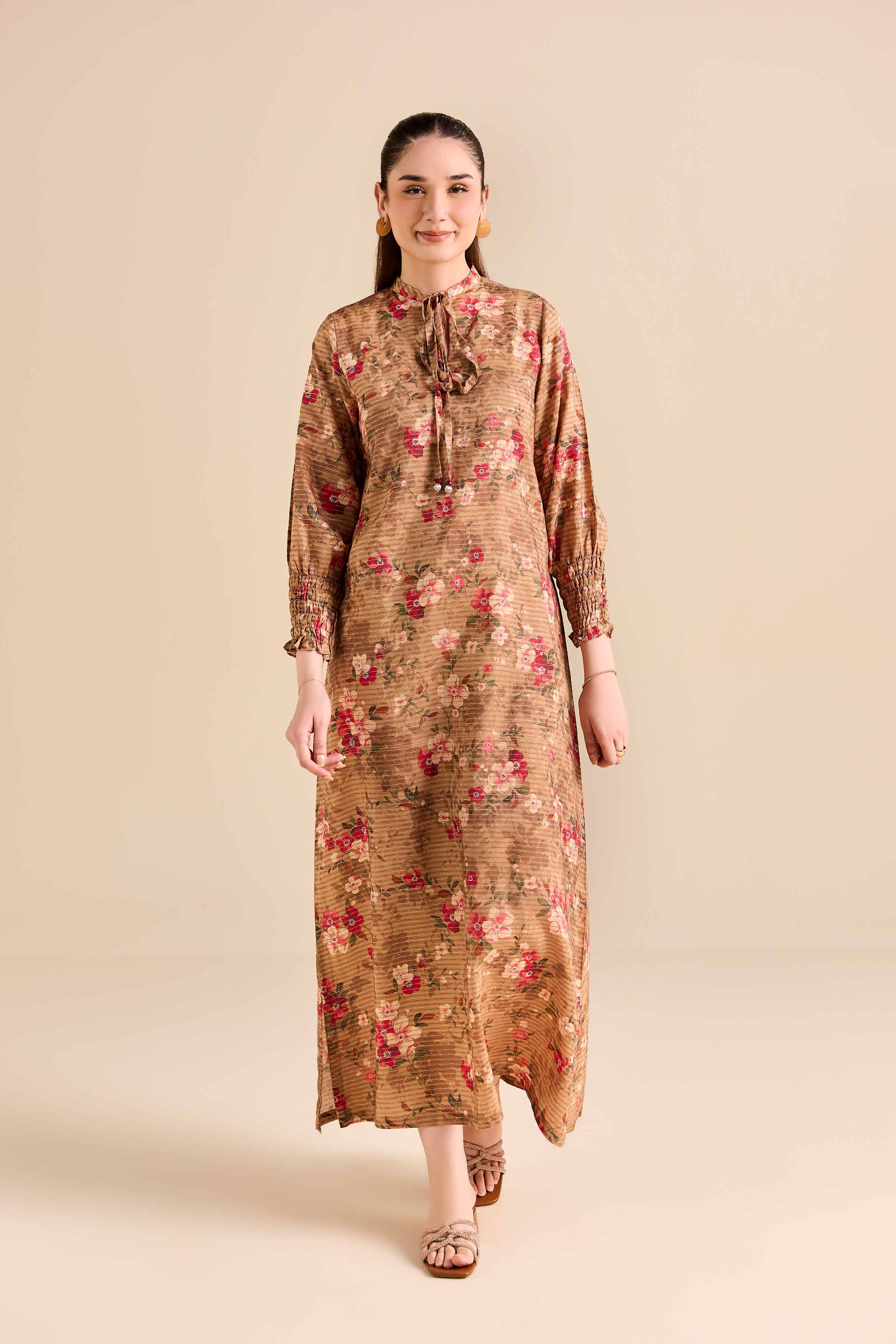 NishatUK - Brown Printed Fancy Weft 1-piece ready to wear Shirt