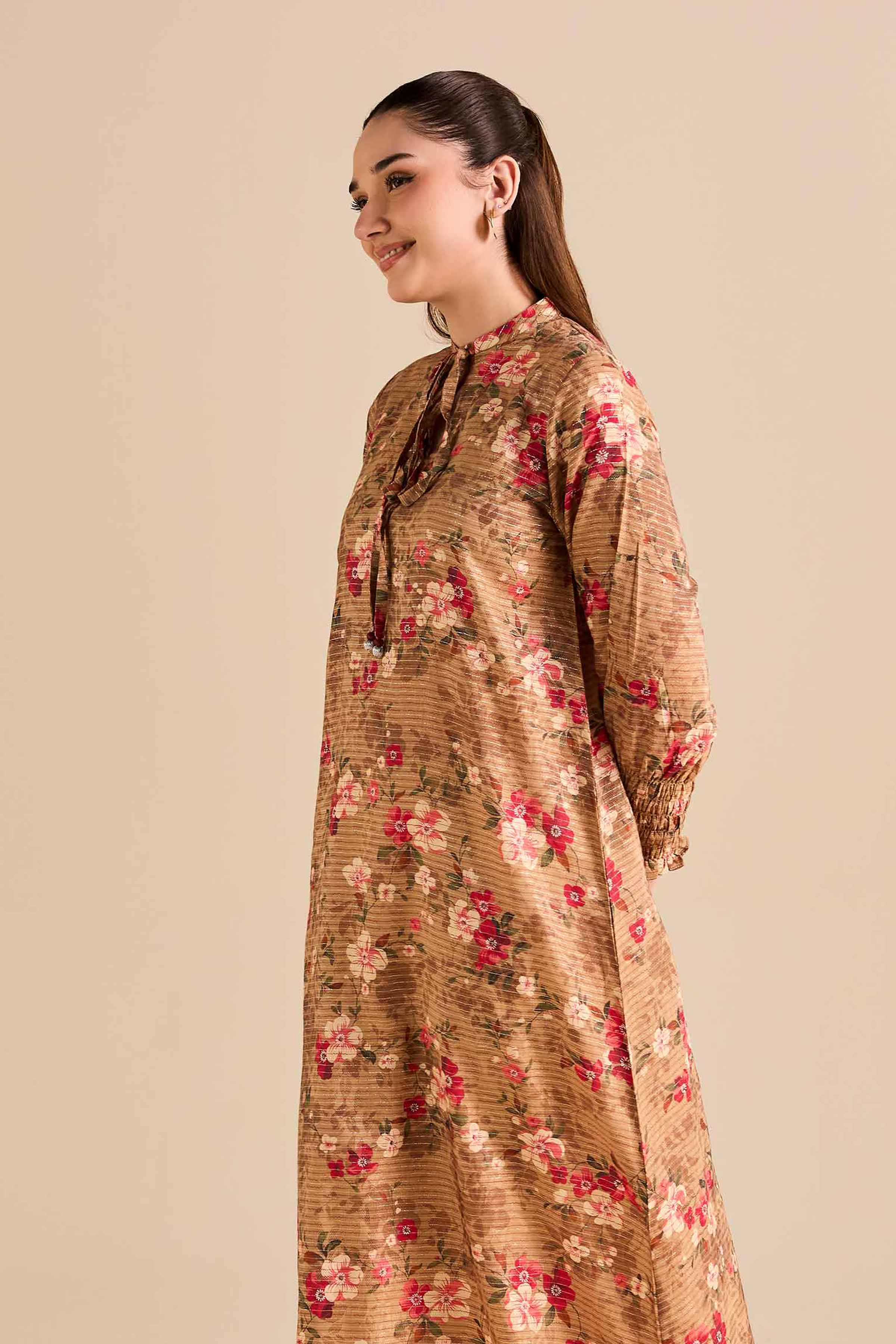 NishatUK - Brown Printed Fancy Weft 1-piece ready to wear Shirt
