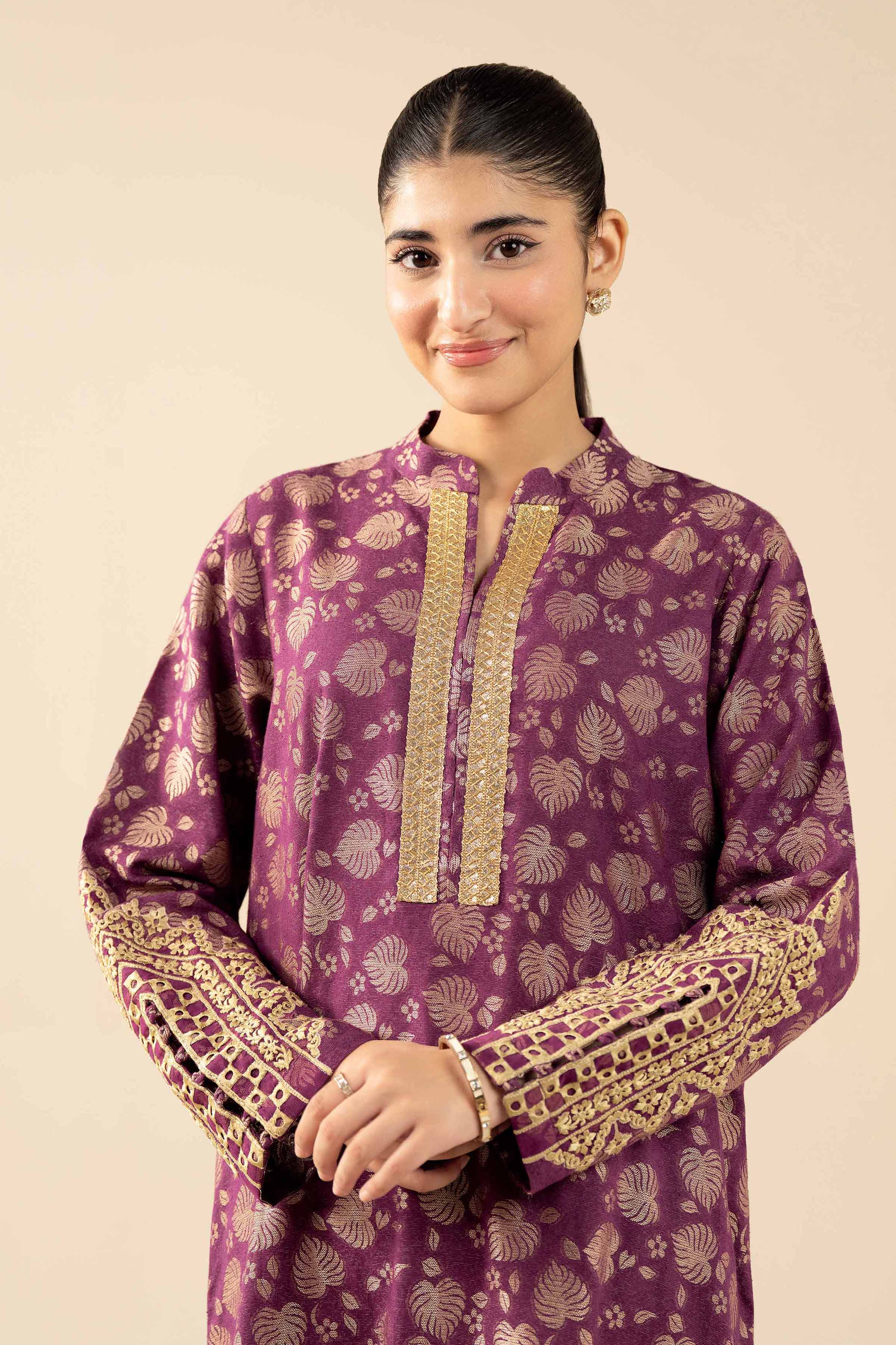 NishatUK - Purple Embroidered Jacquard 1-piece ready to wear Shirt