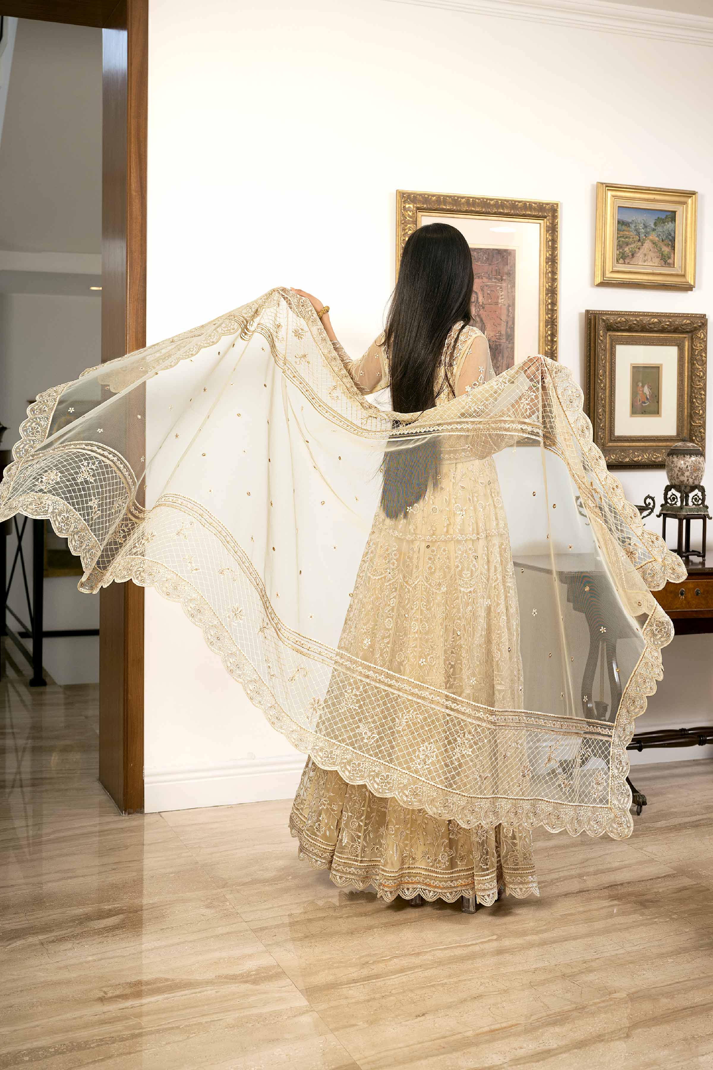 NishatUK - Lime Embroidered Silk 2-piece ready to wear Dress