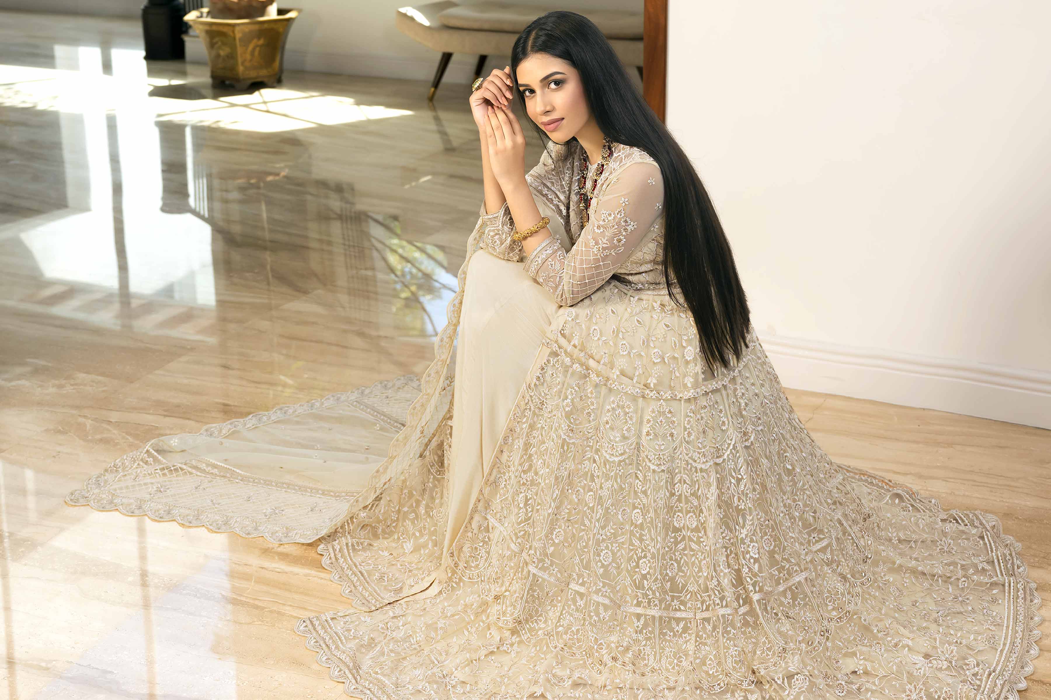 NishatUK - Lime Embroidered Silk 2-piece ready to wear Dress