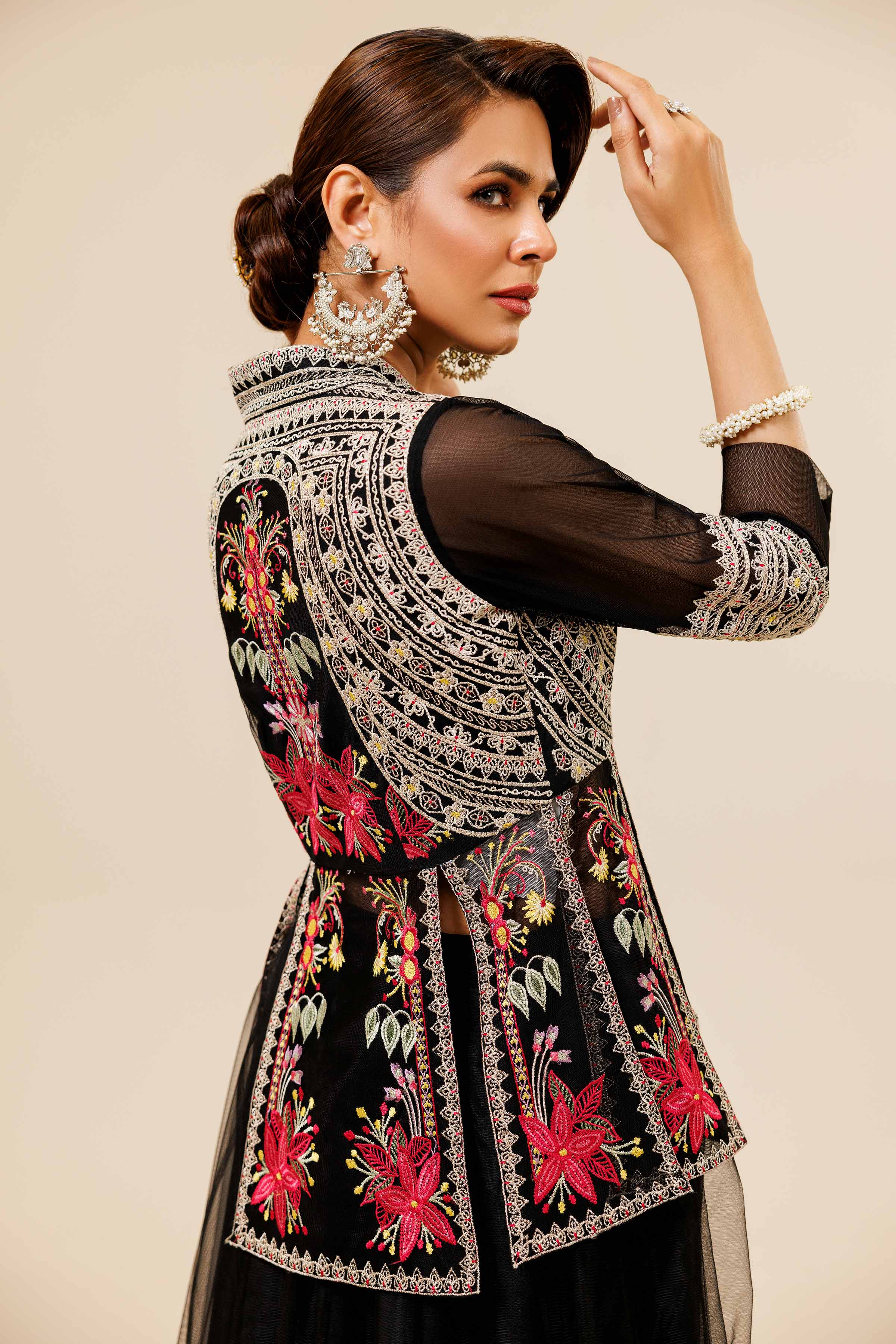 NishatUK - Brown Embroidered Silk 2-piece ready to wear Dress