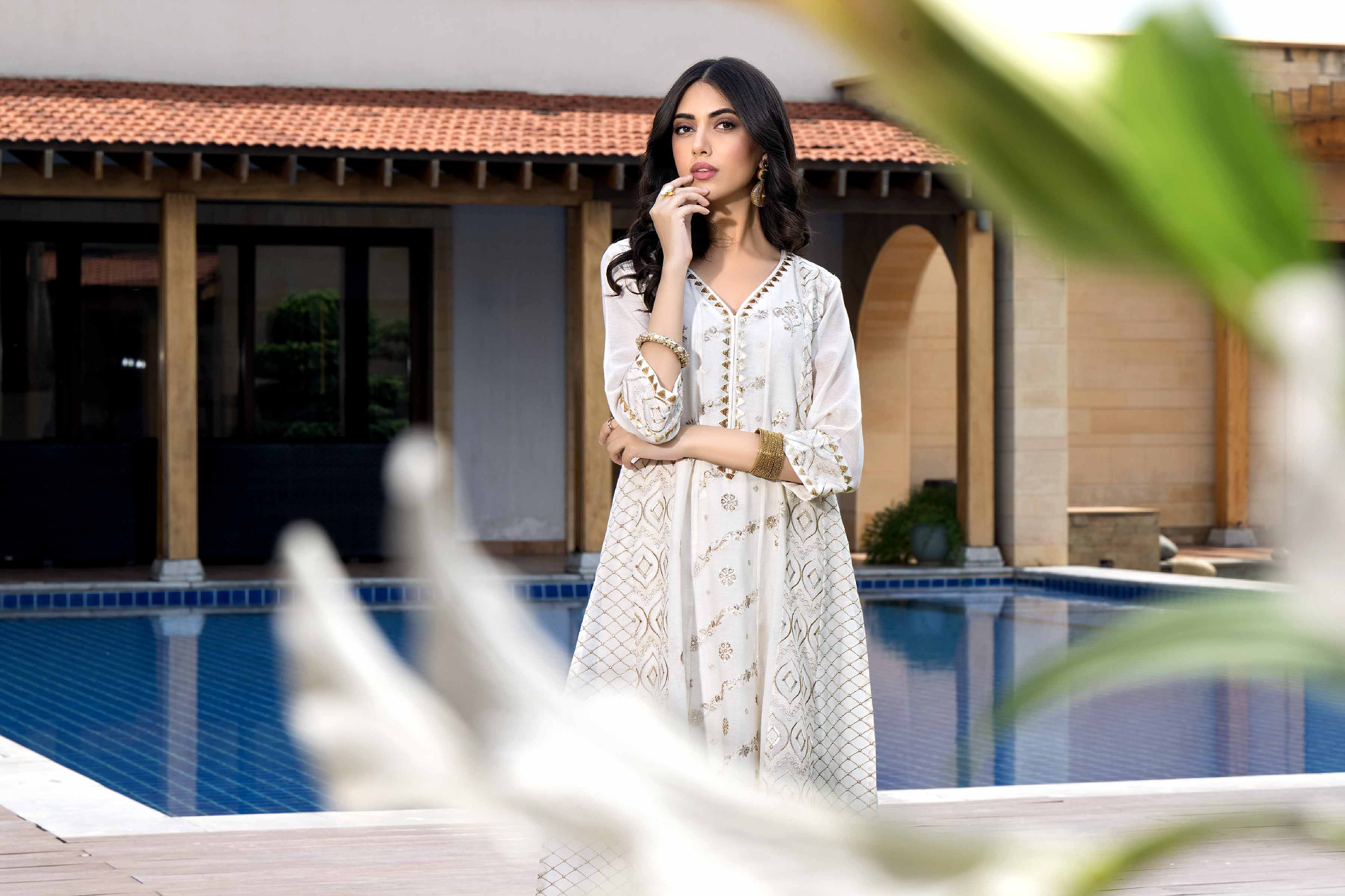 NishatUK - Brown Embroidered Lawn 3-piece ready to wear Suit