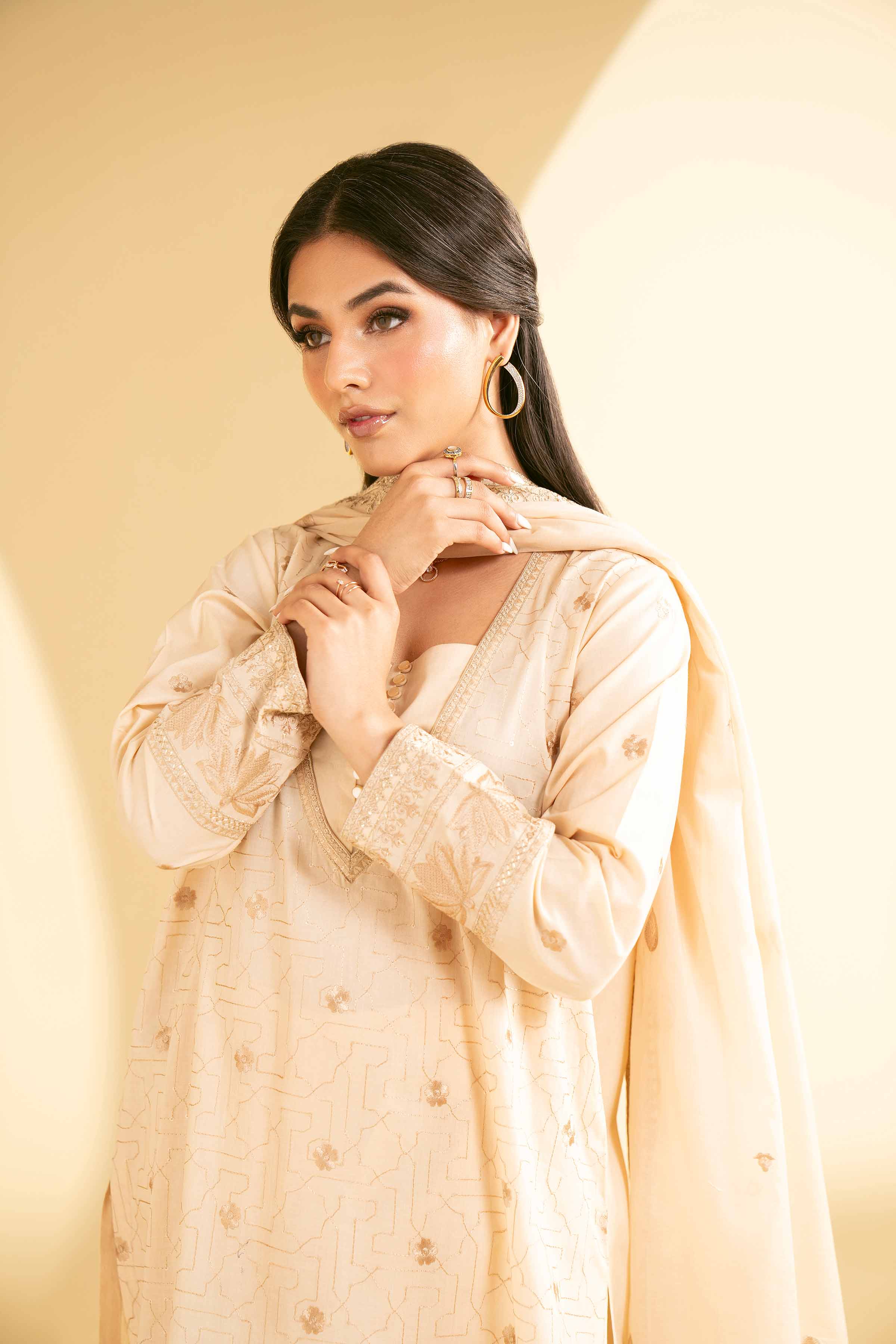 NishatUK - Peach Embroidered Cambric 3-piece ready to wear Suit