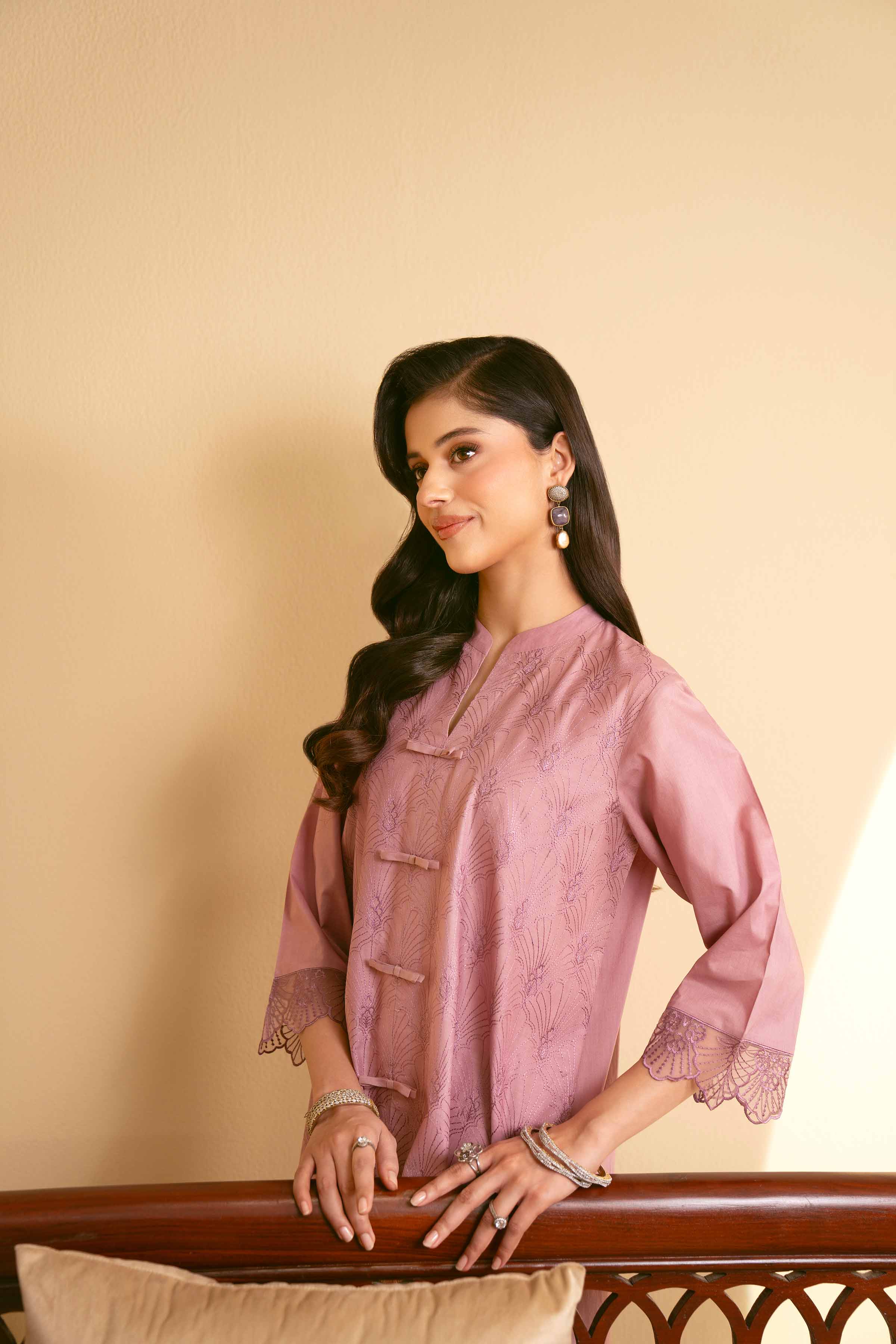 NishatUK - Purple Embroidered Cambric 2-piece ready to wear Luxury Dress