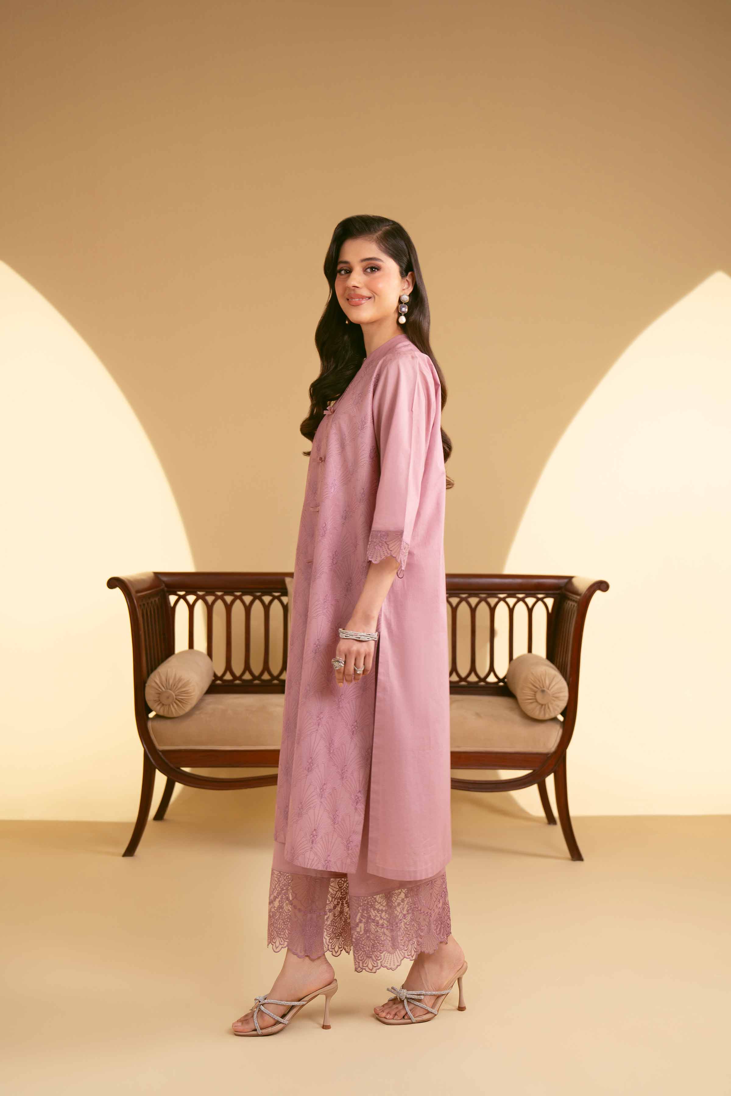 NishatUK - Purple Embroidered Cambric 2-piece ready to wear Luxury Dress