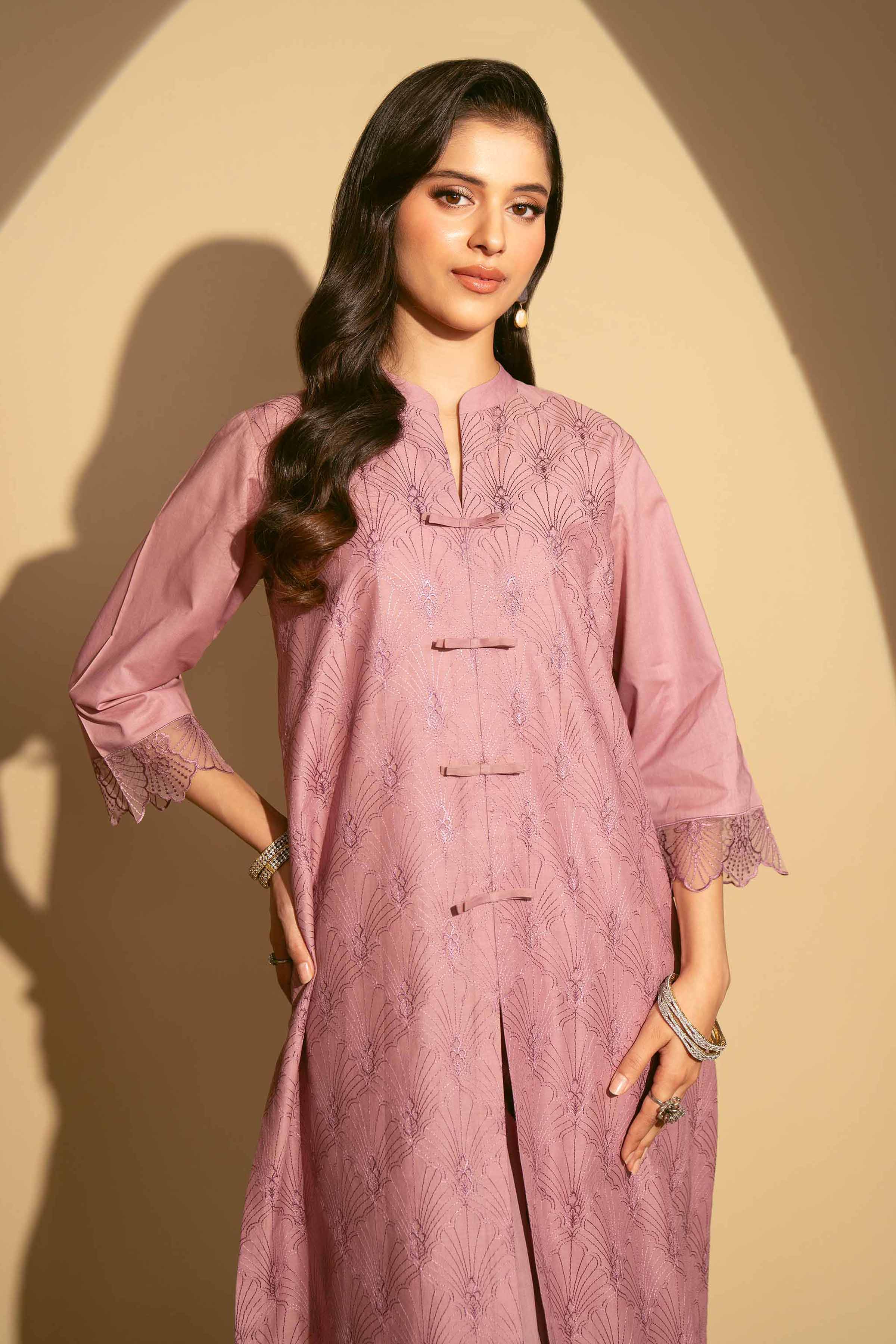 NishatUK - Purple Embroidered Cambric 2-piece ready to wear Luxury Dress