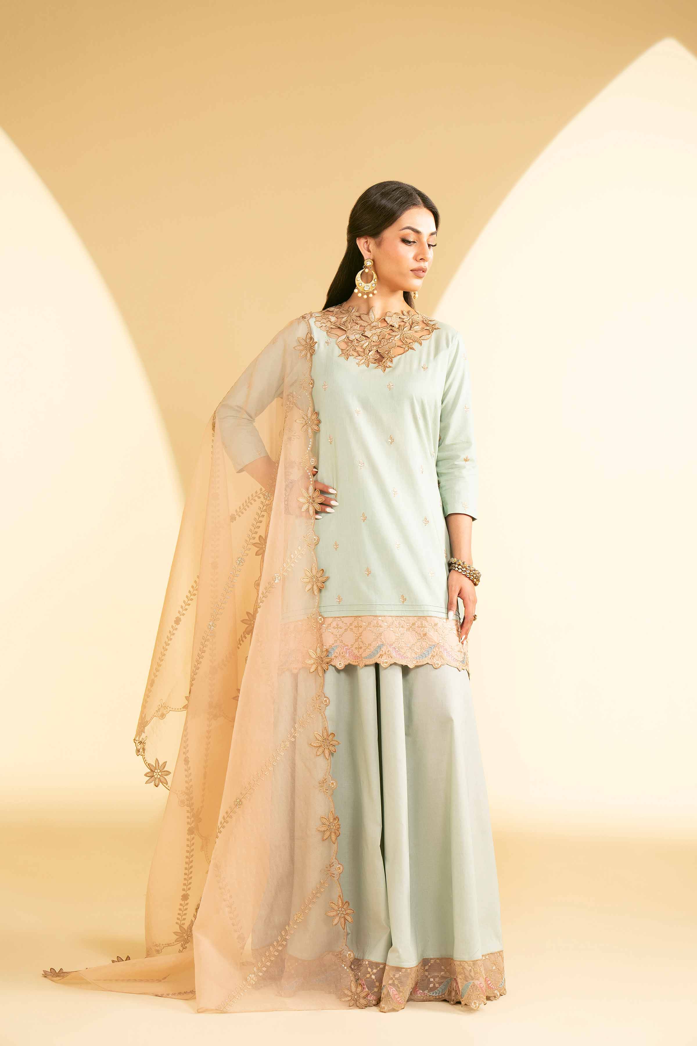 NishatUK - Blue Embroidered Cambric 3-piece ready to wear Suit