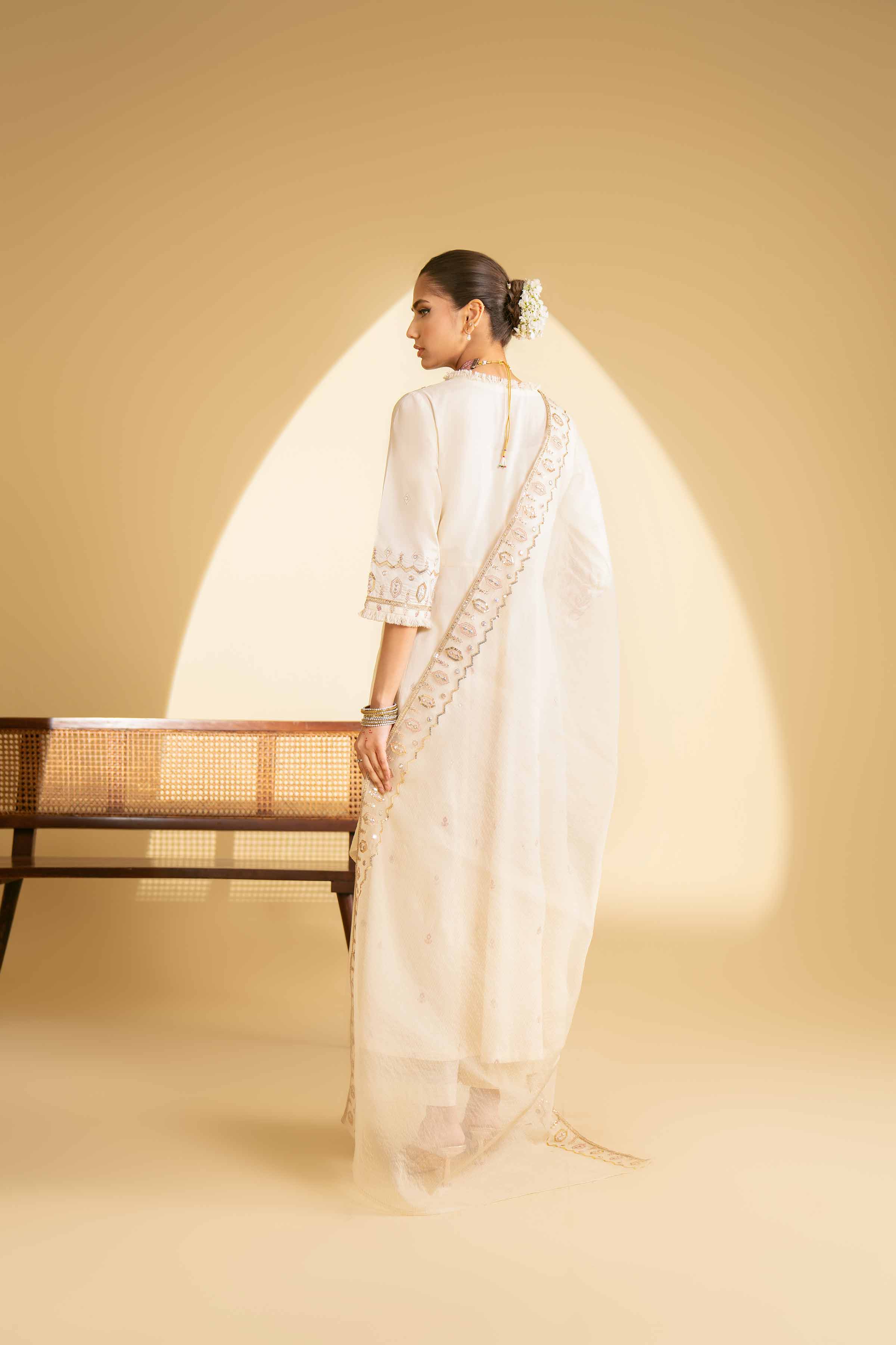 NishatUK - Beige Embroidered Cambric 3-piece ready to wear Suit