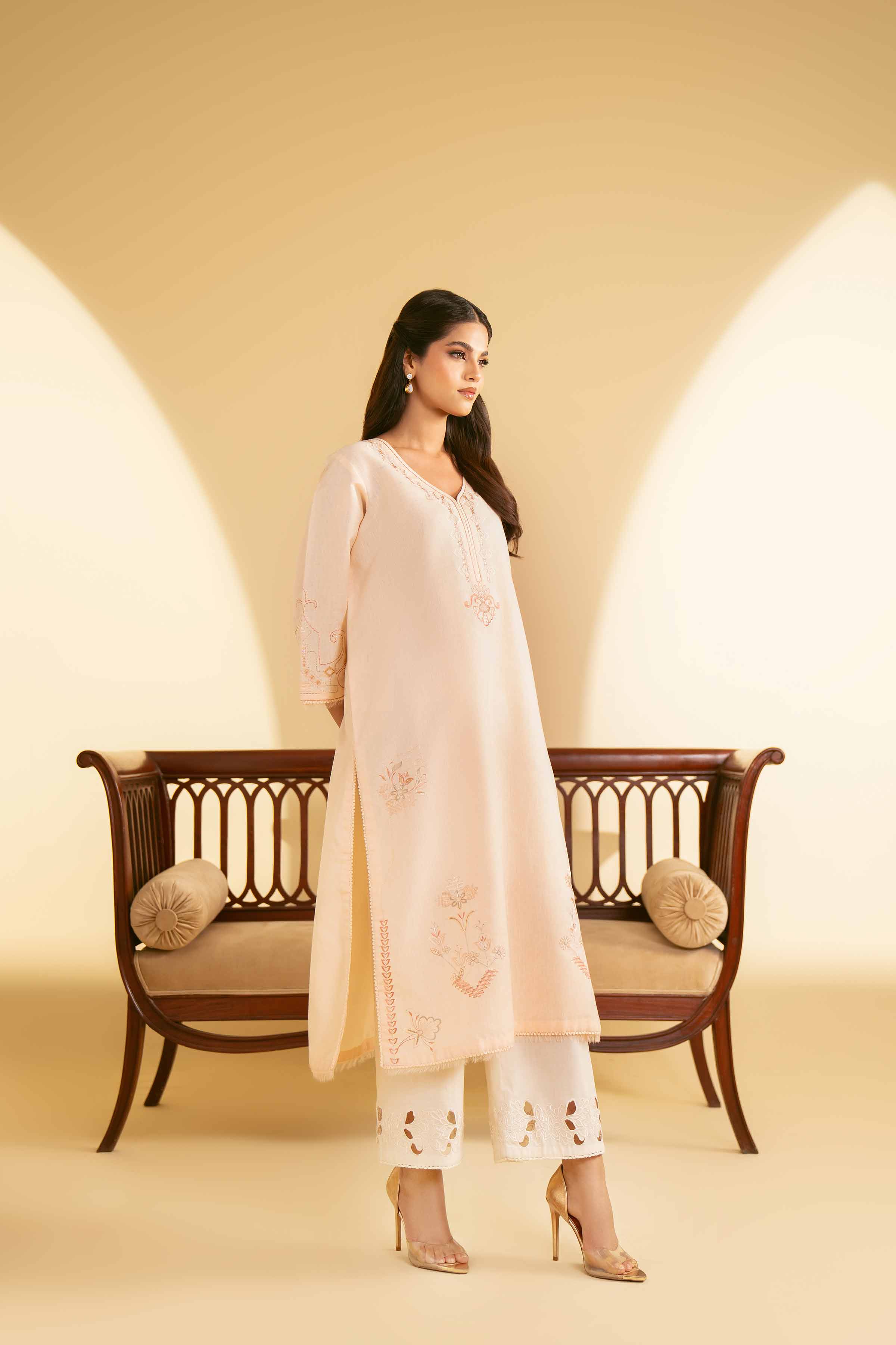 NishatUK - Peach Embroidered Cotton 1-piece ready to wear Shirt