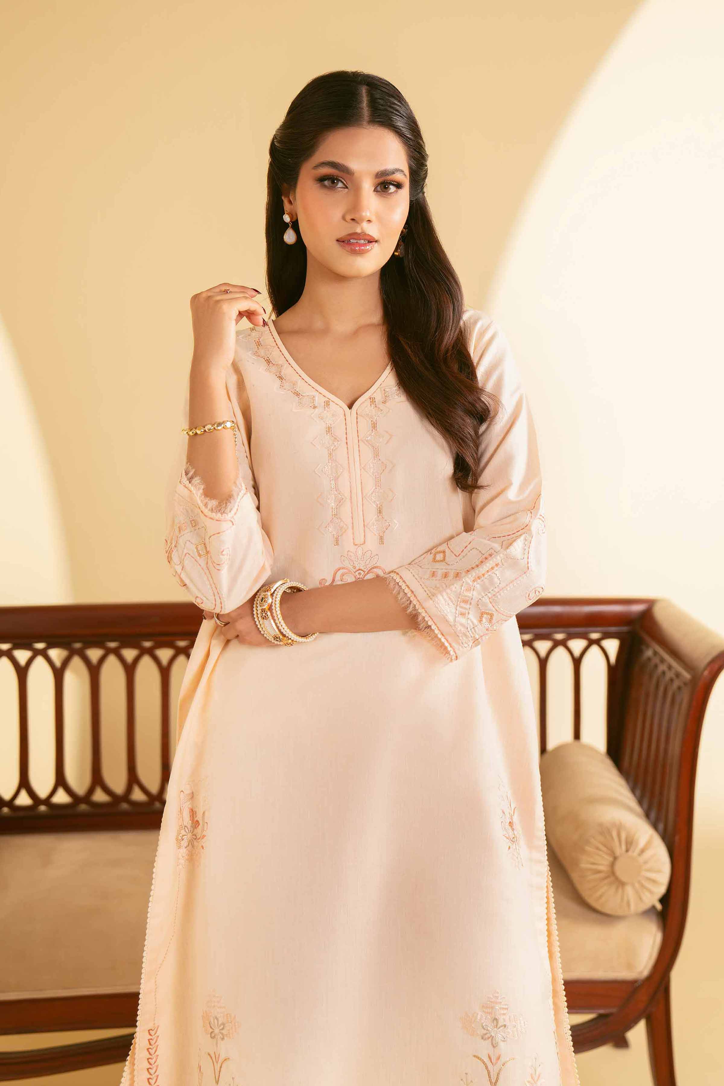 NishatUK - Peach Embroidered Cotton 1-piece ready to wear Shirt