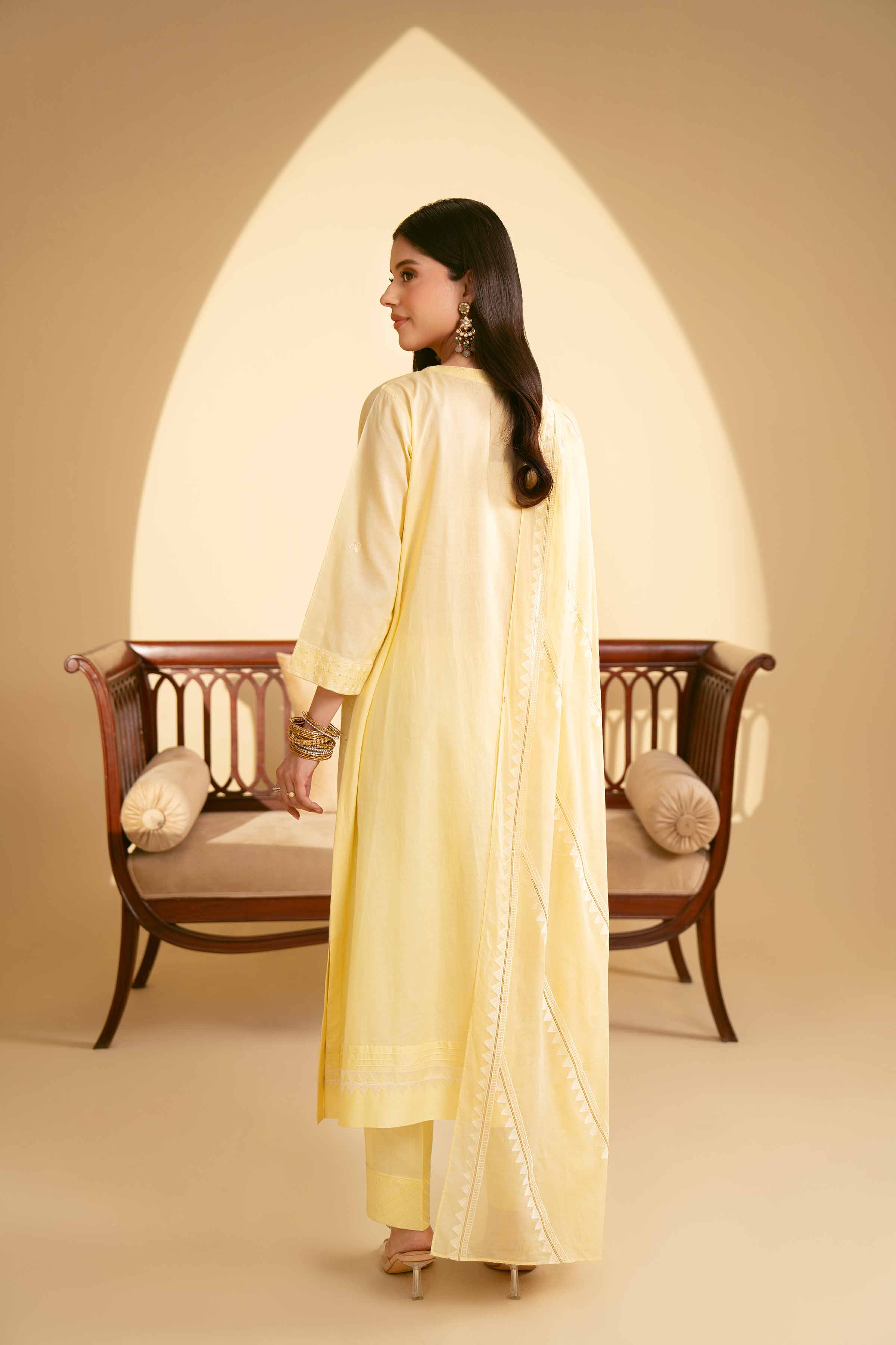 NishatUK - Yellow Embroidered Lawn 3-piece ready to wear Suit