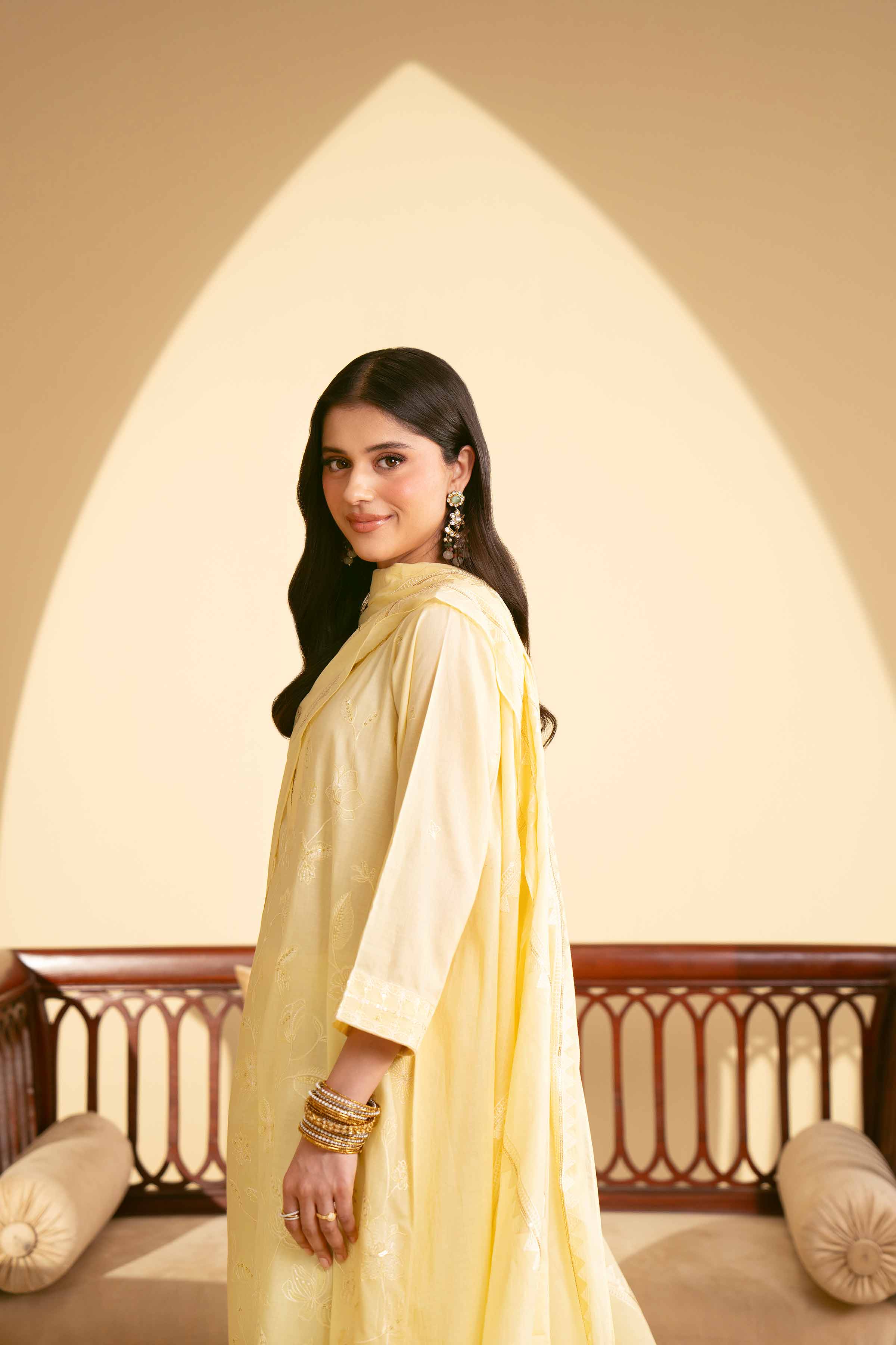 NishatUK - Yellow Embroidered Lawn 3-piece ready to wear Suit
