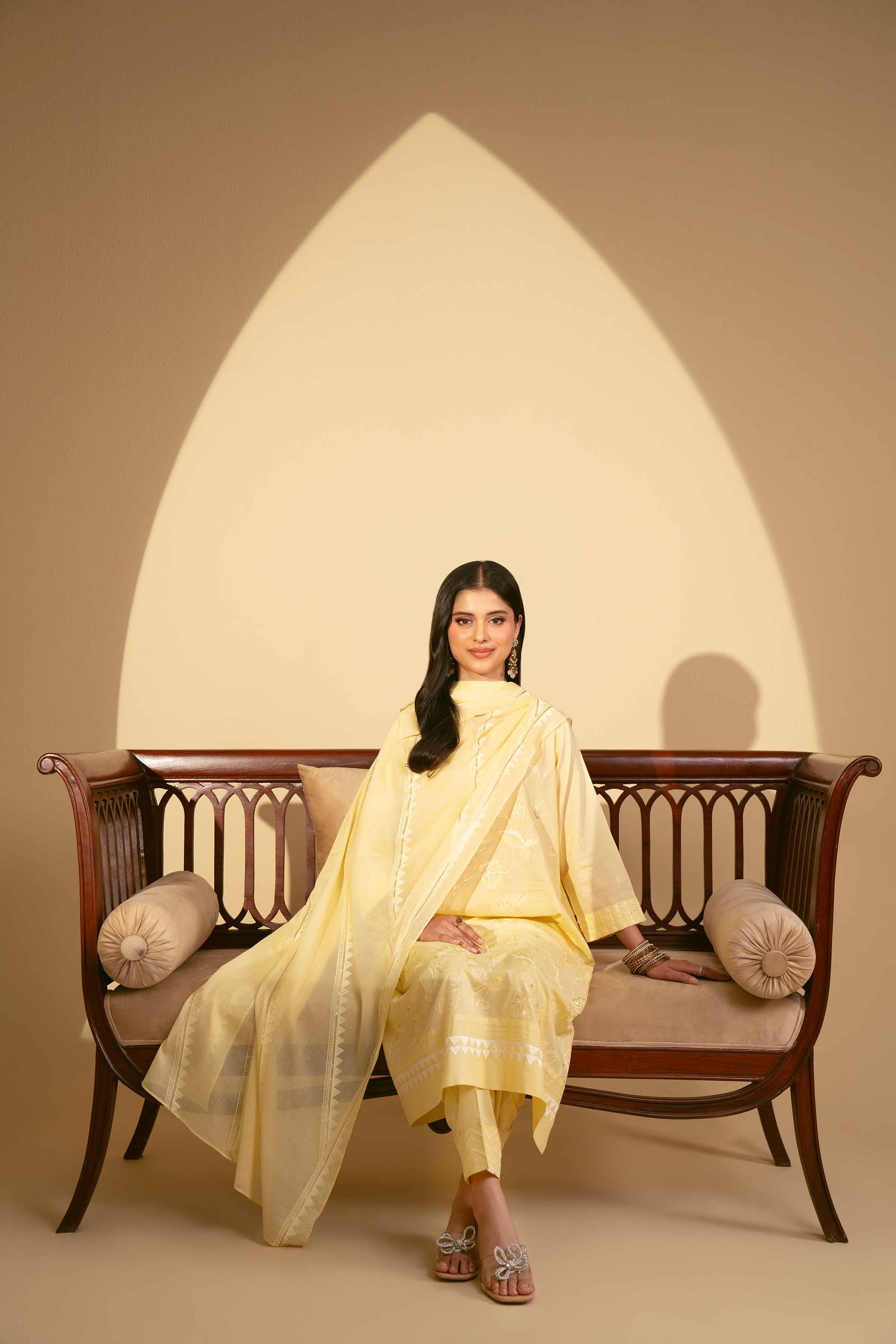NishatUK - Yellow Embroidered Lawn 3-piece ready to wear Suit
