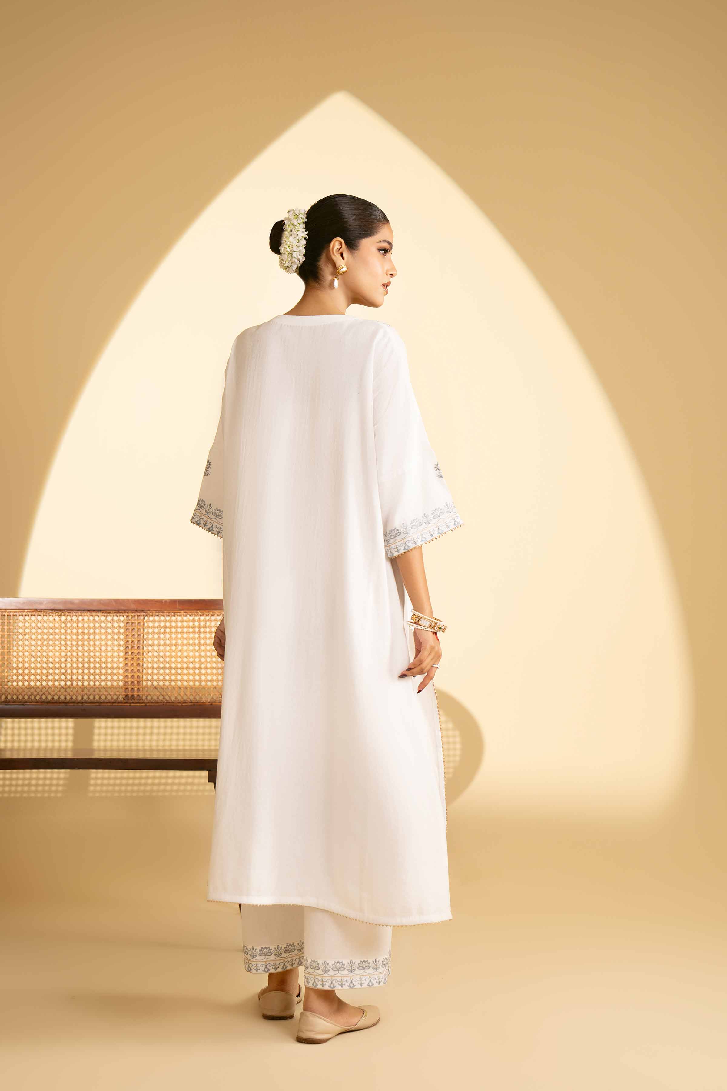 NishatUK - Off White Embroidered Cotton 1-piece ready to wear Luxury Dress