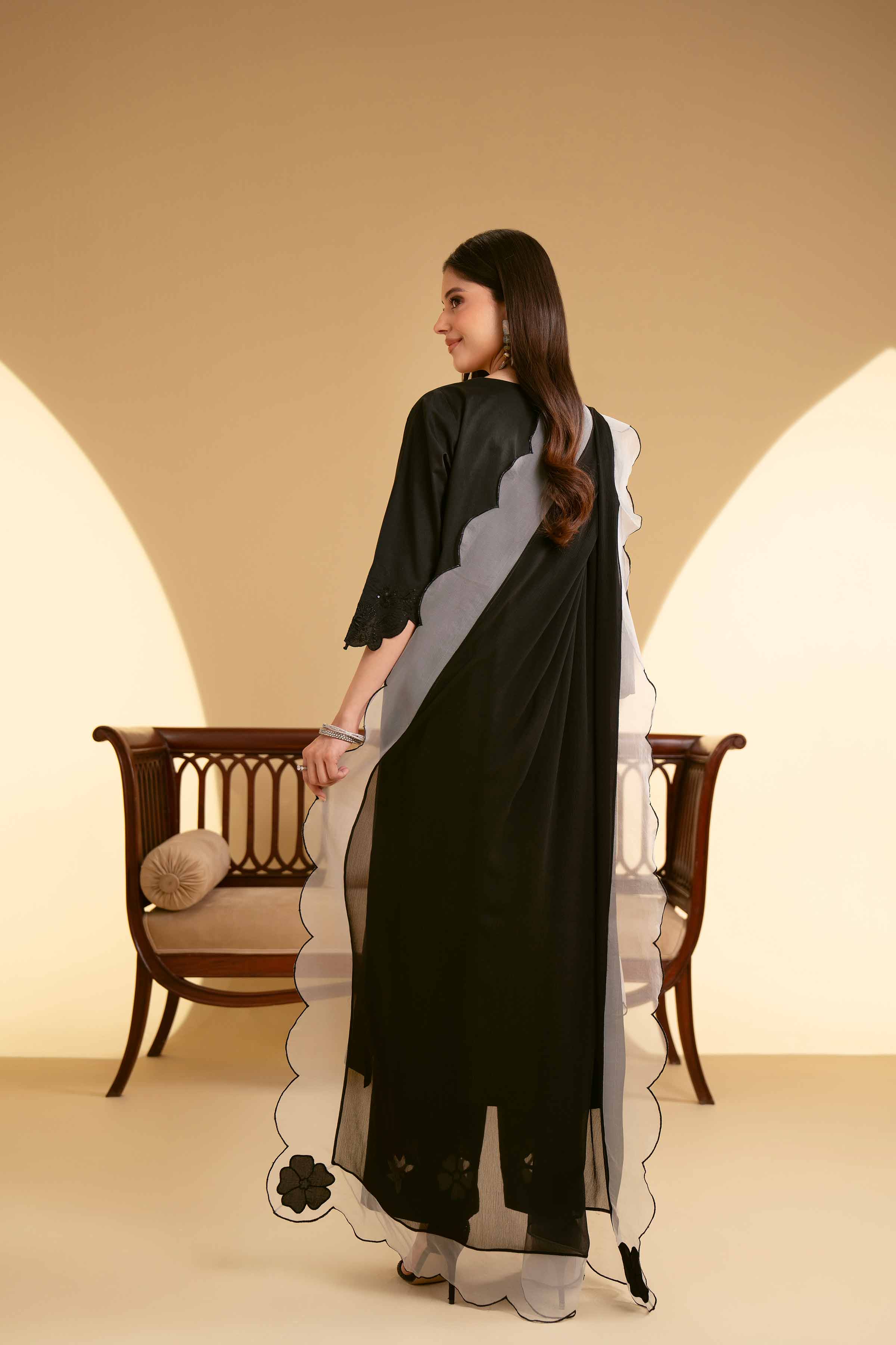 NishatUK - Black Embroidered Cambric 3-piece ready to wear Suit