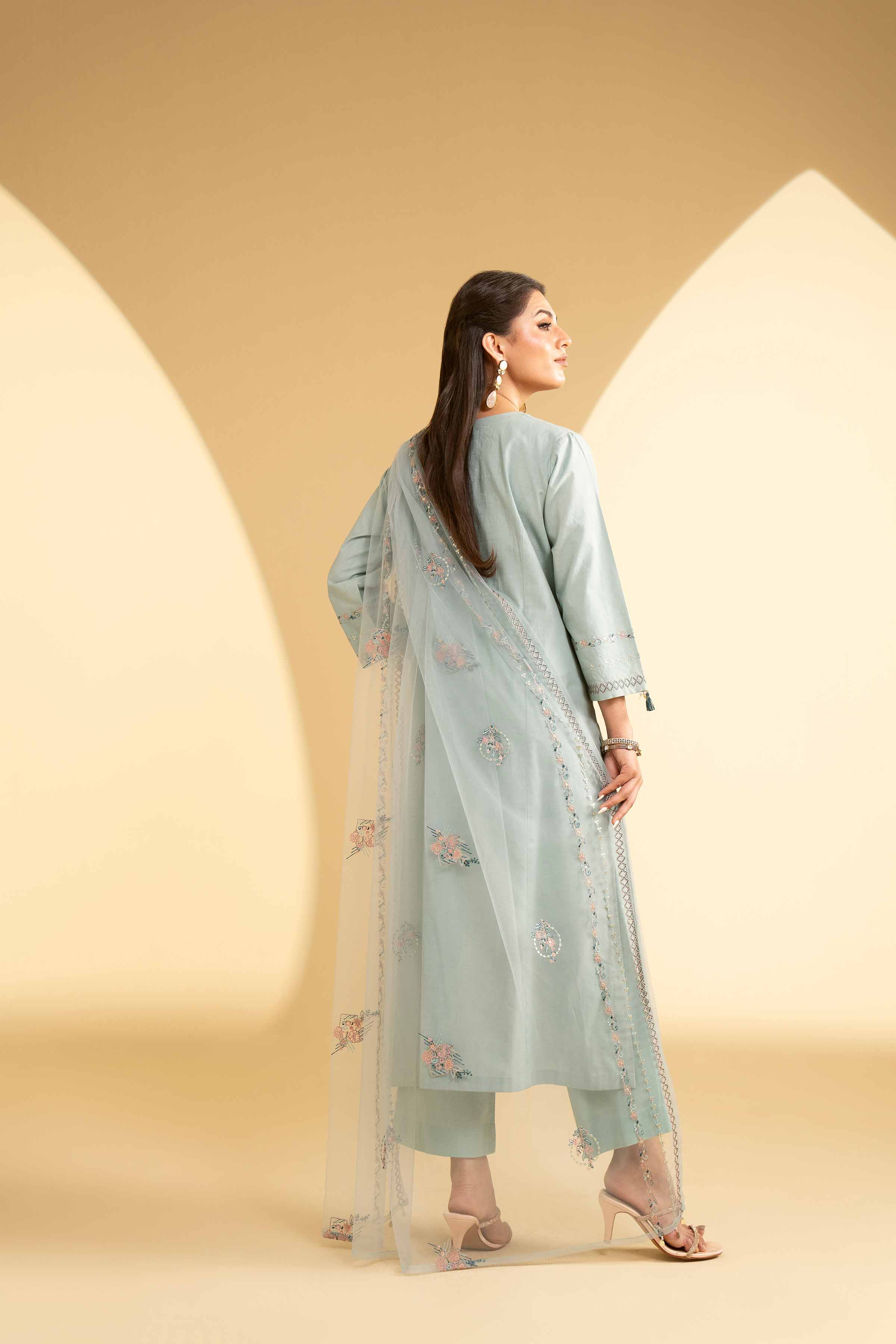 NishatUK - Blue Embroidered Lawn 3-piece ready to wear Suit