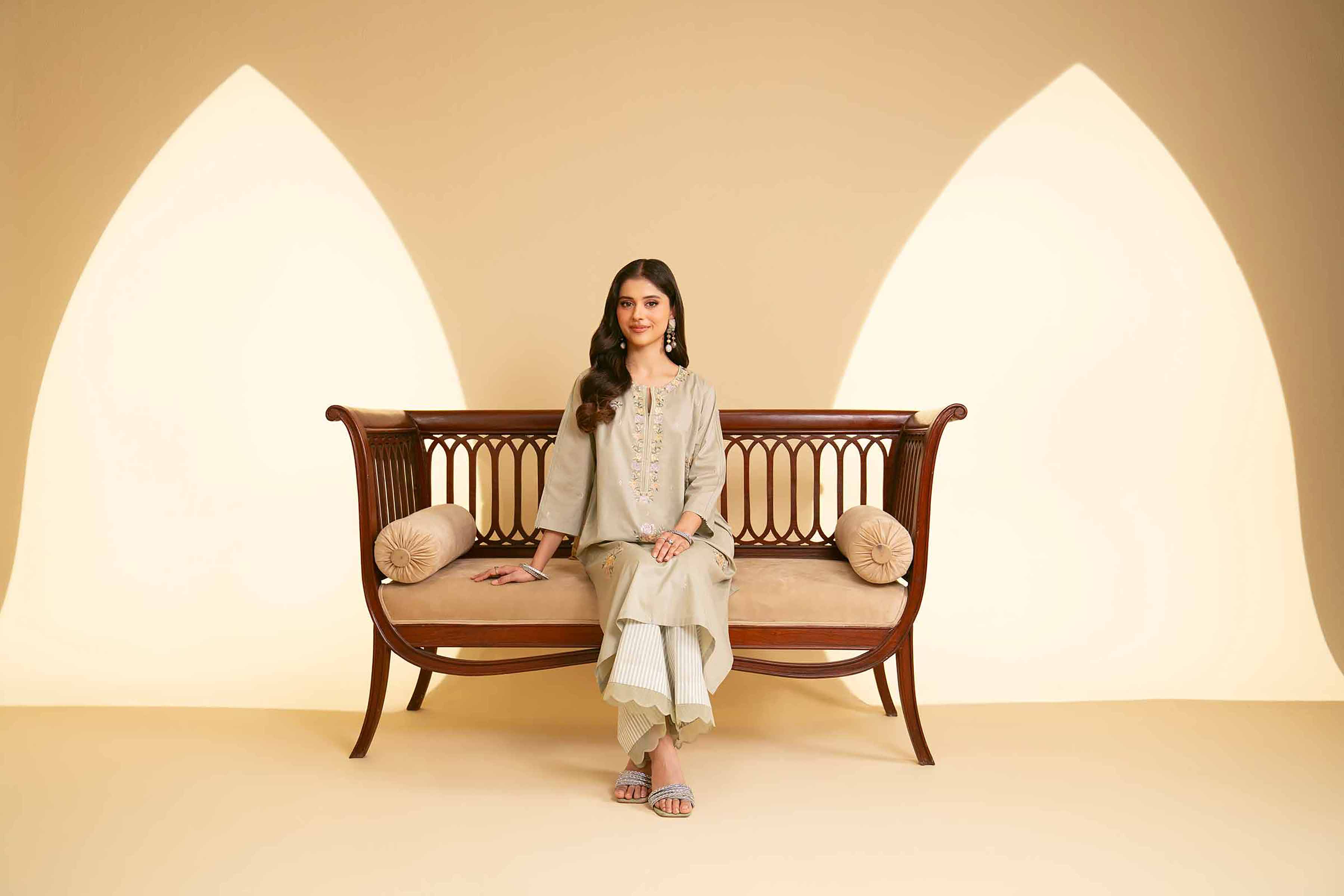NishatUK - Green Embroidered Cambric 2-piece ready to wear Luxury Dress
