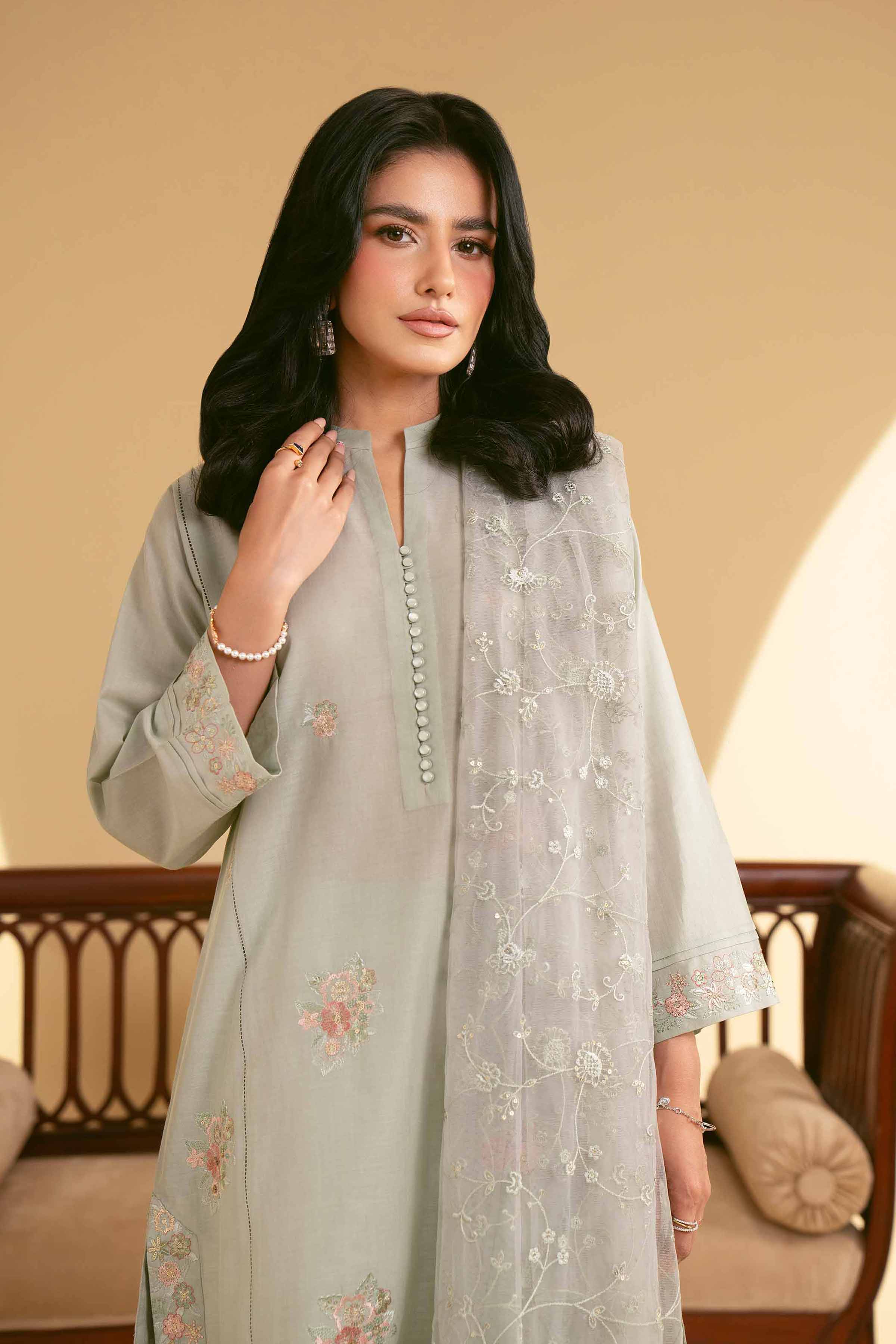 NishatUK - Sage Embroidered Lawn 3-piece ready to wear Suit