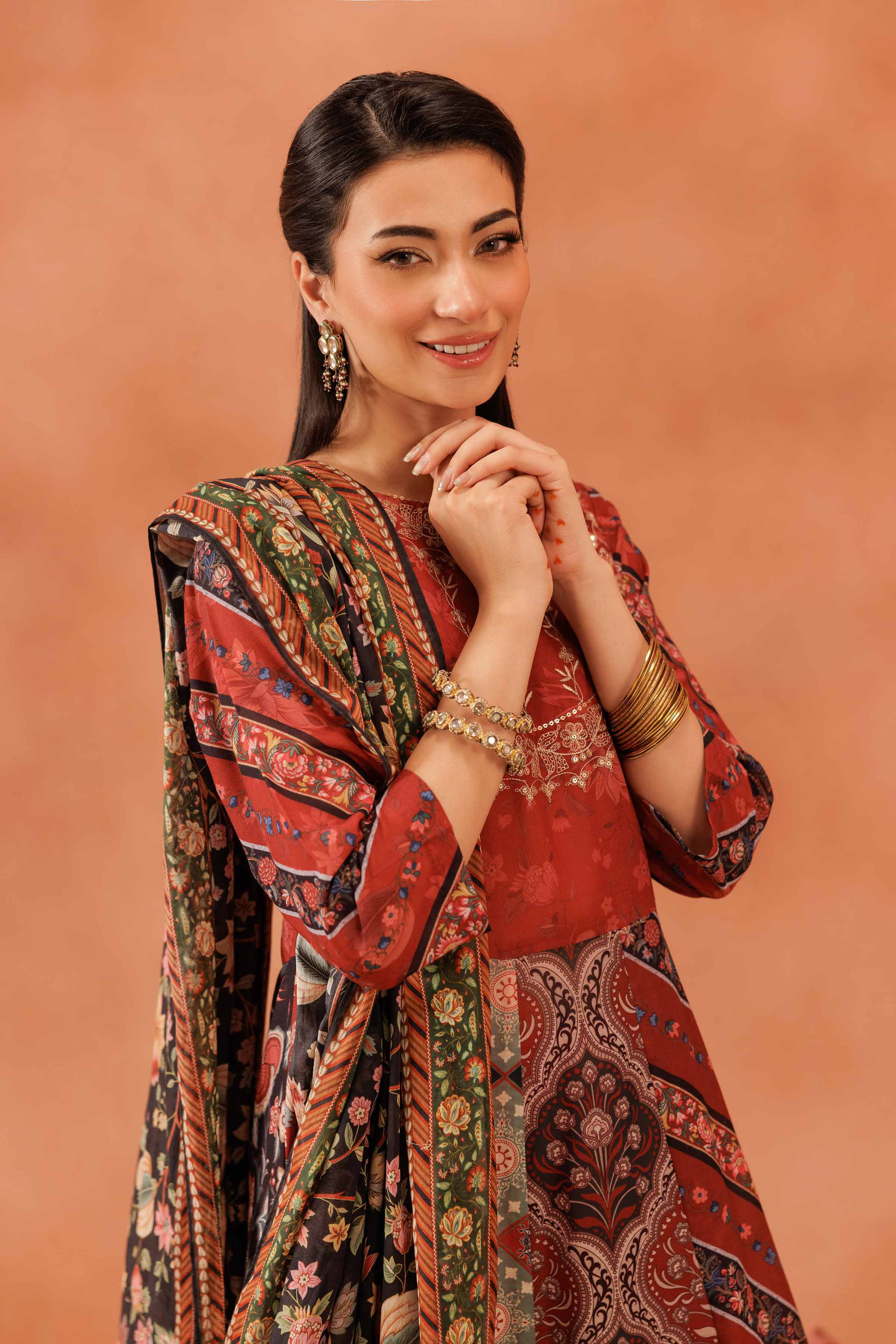 Nishat UK - Red Embroidered Lawn 2 Pieces READY TO WEAR - LUXURY Dress