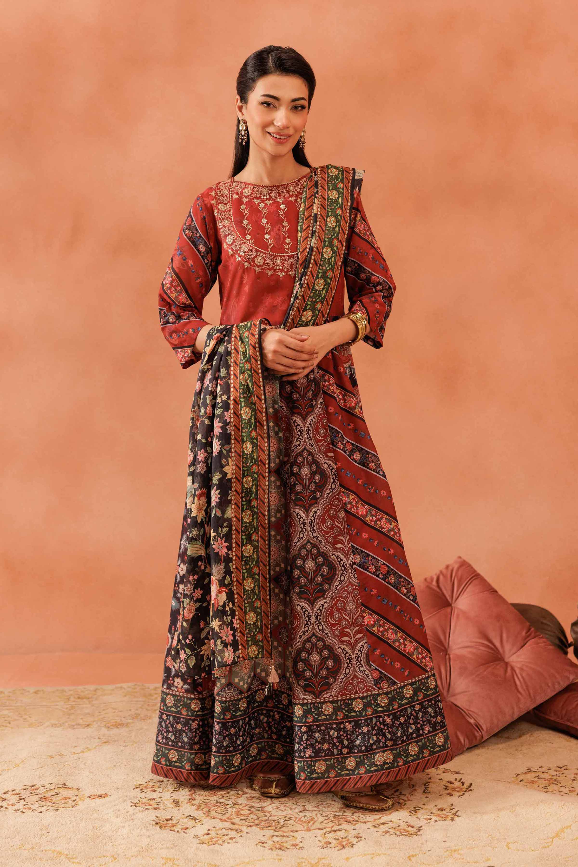 Nishat UK - Red Embroidered Lawn 2 Pieces READY TO WEAR - LUXURY Dress